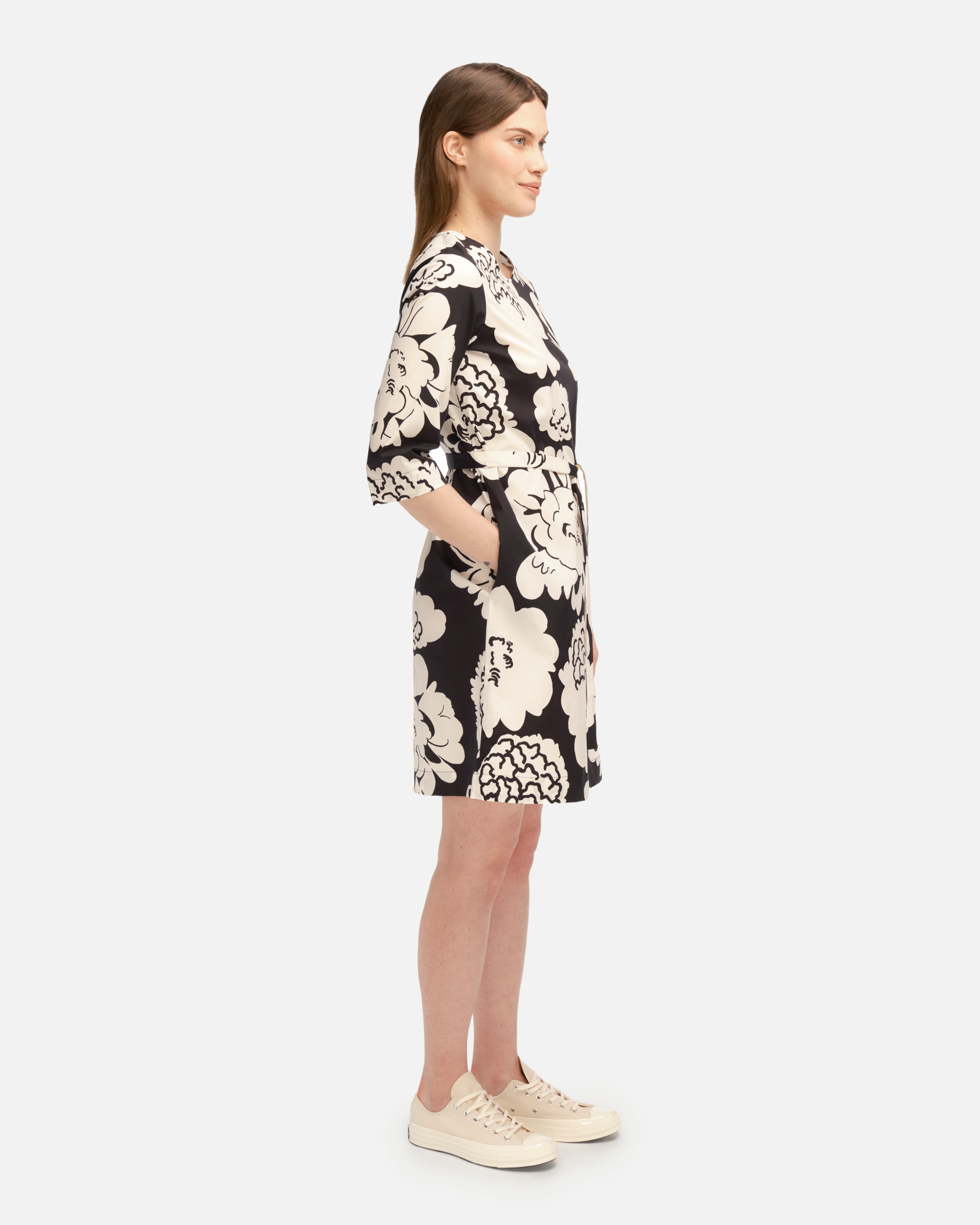 Migos Pieni Pioni, Cotton poplin dress, black, off-white,