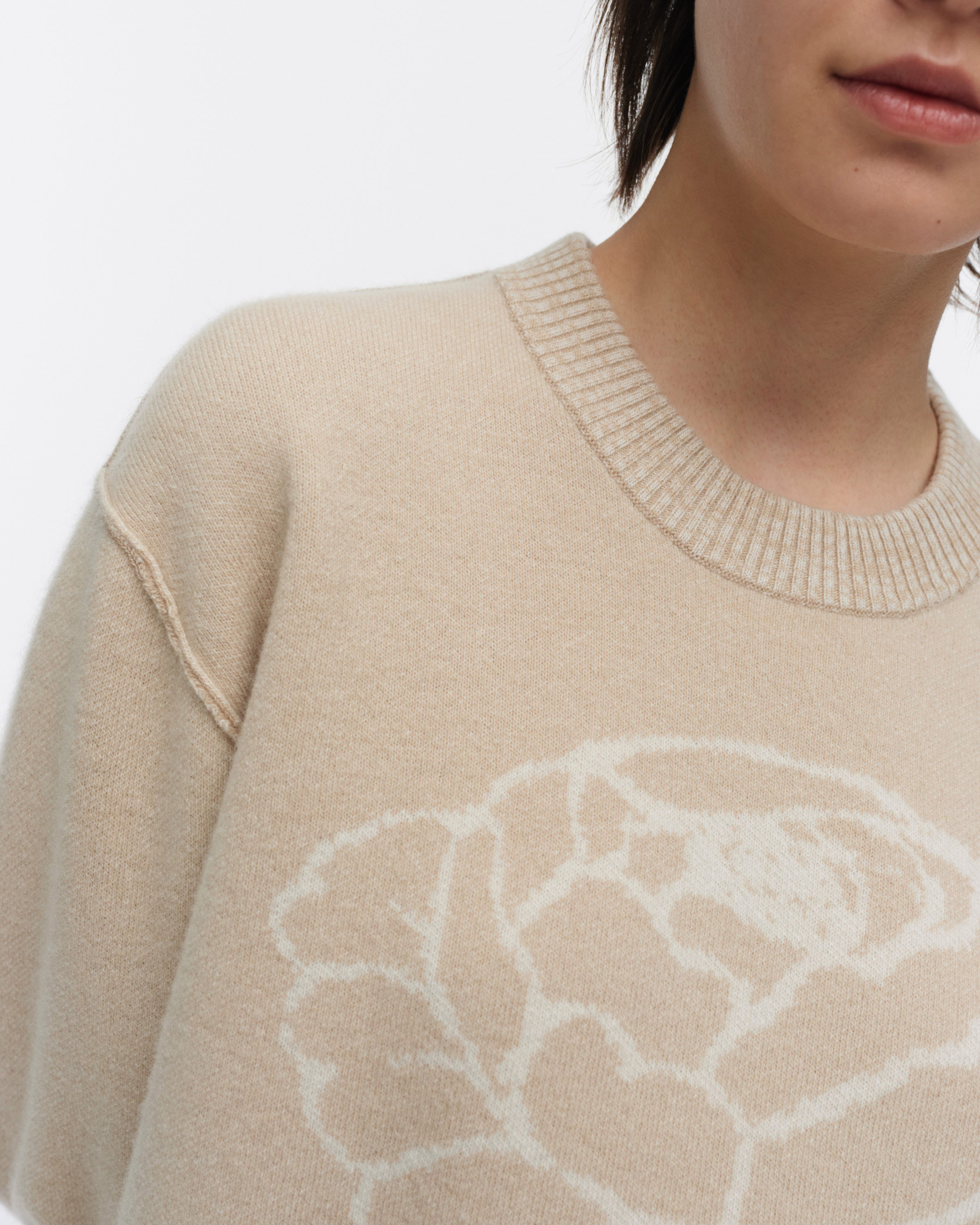 RWS Ruusut Vihkiruusu, Knitted wool pullover, beige, off white,