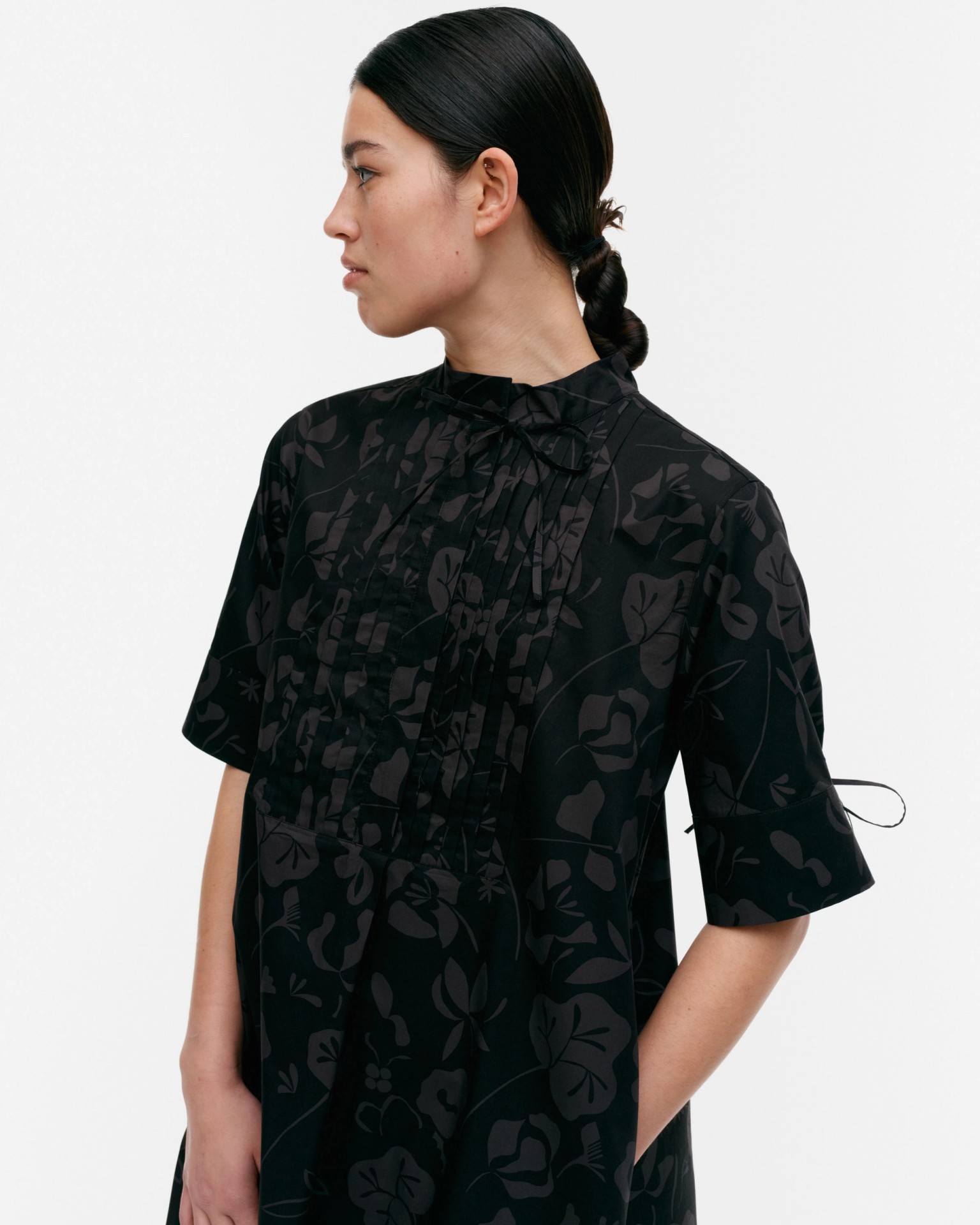 Helmat Nokturno, Cotton poplin dress, black, dark grey,