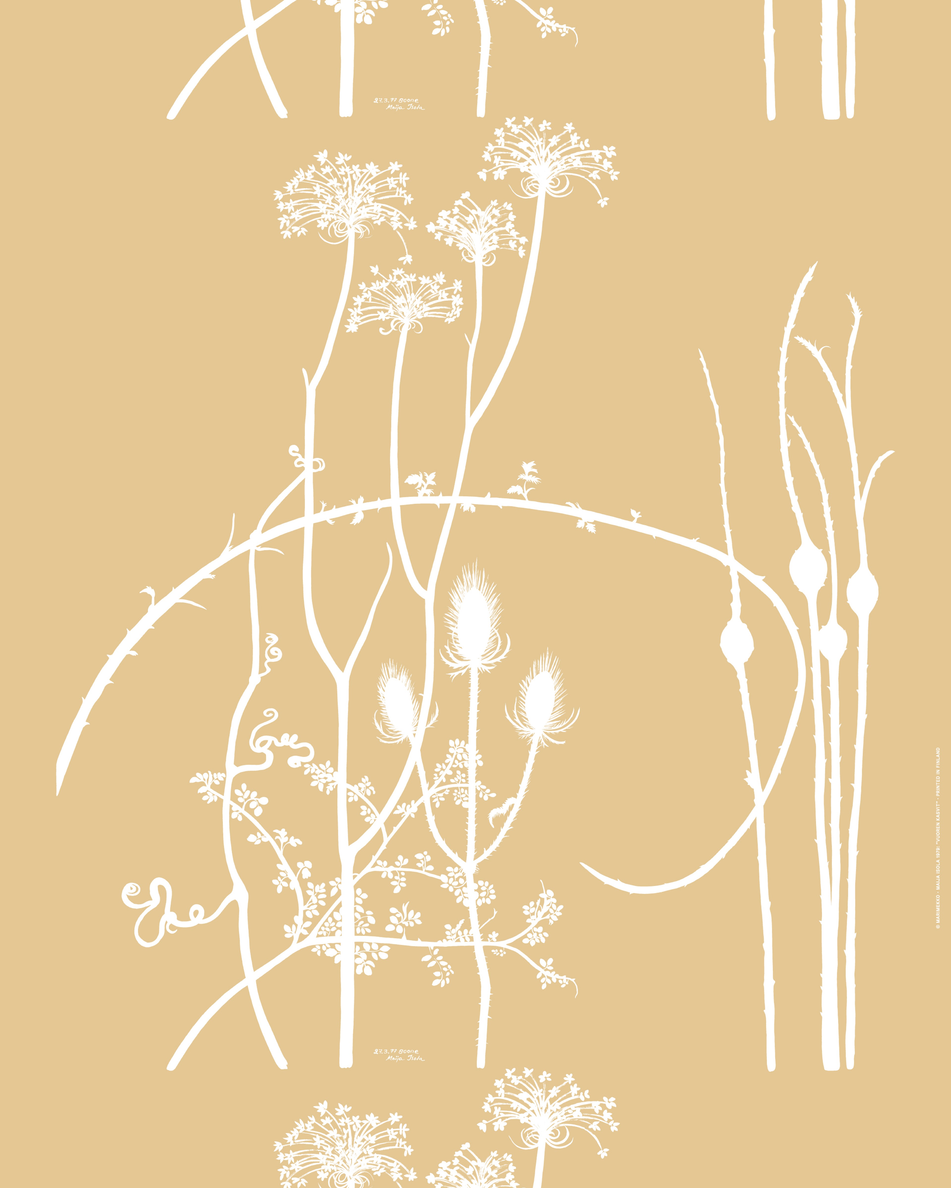 Vuoren Kasvit, Linen fabric, straw, white,