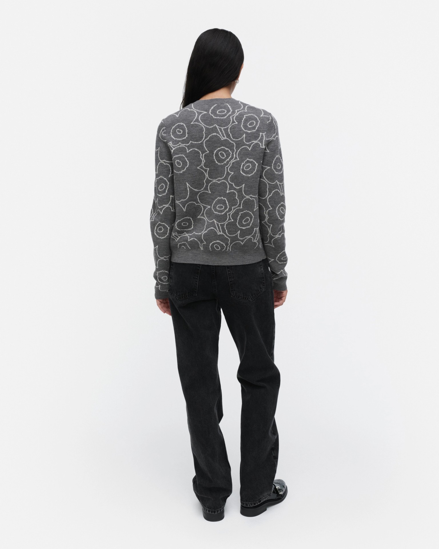 Villi Piirto Unikko, Knitted cardigan, dark grey, off white,