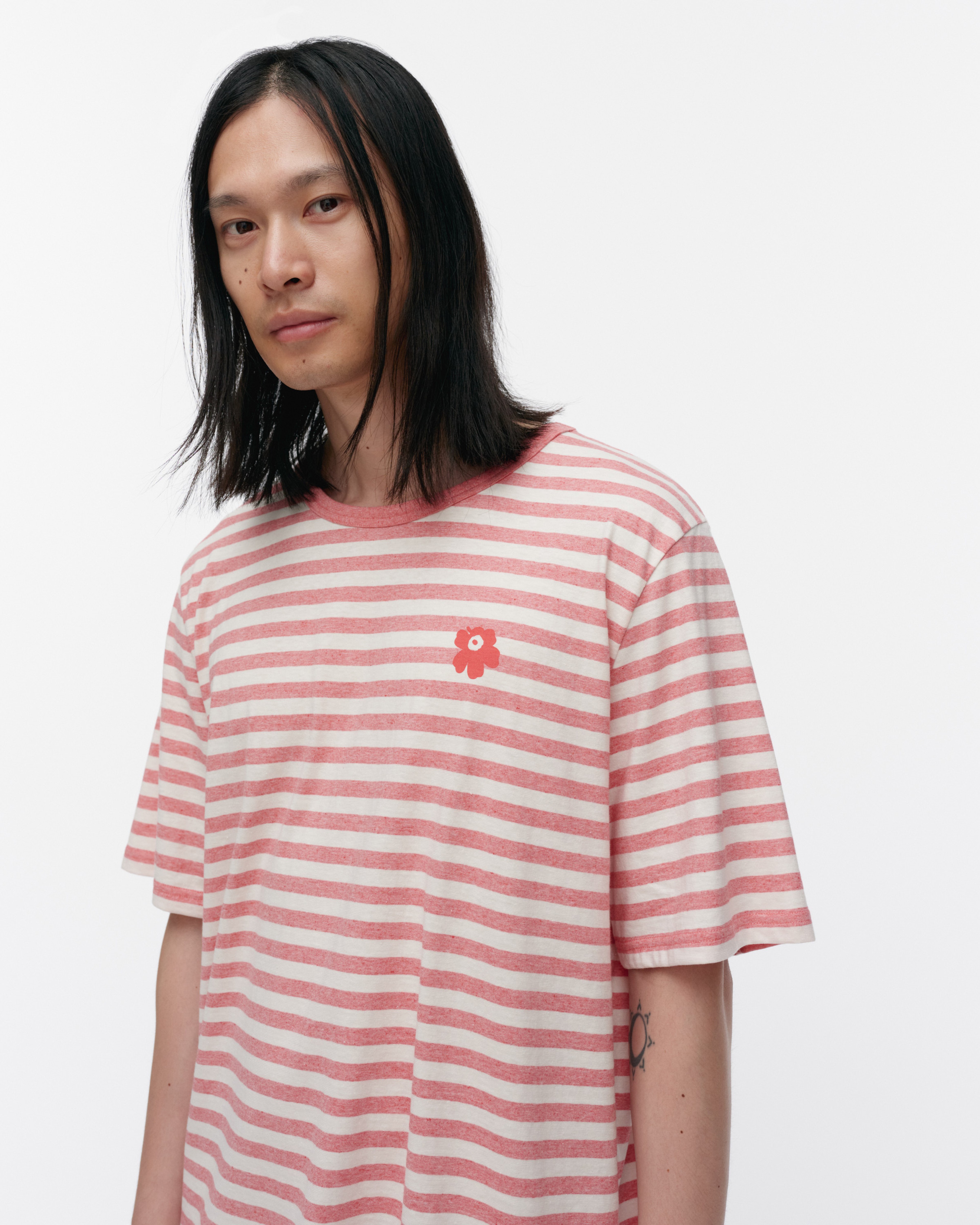 Tasaraita Unisex, Kioski t-shirt, red melange, off white,