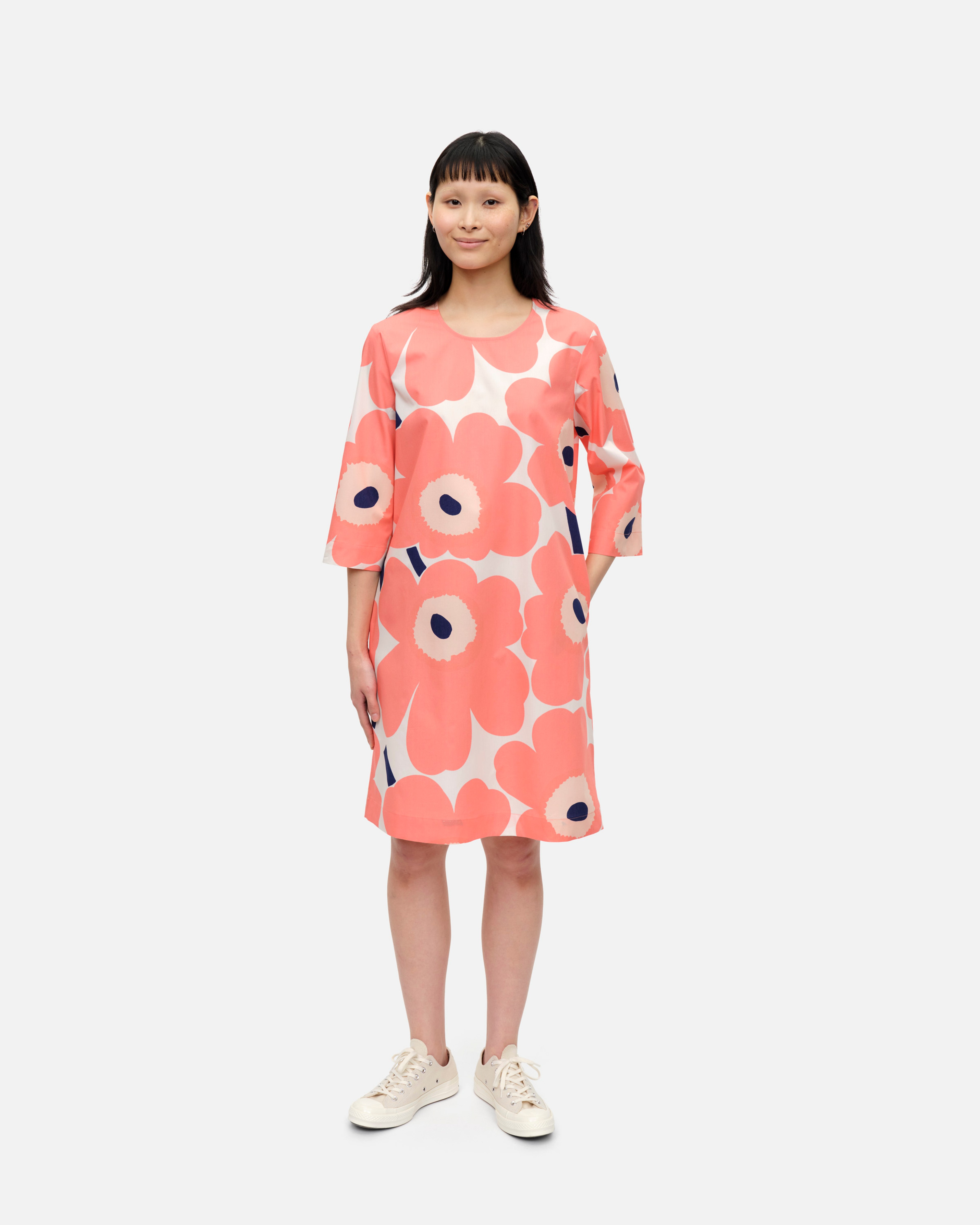 Migos Unikko, Puuvillamekko, l.valk., oranssi, tummansin.,