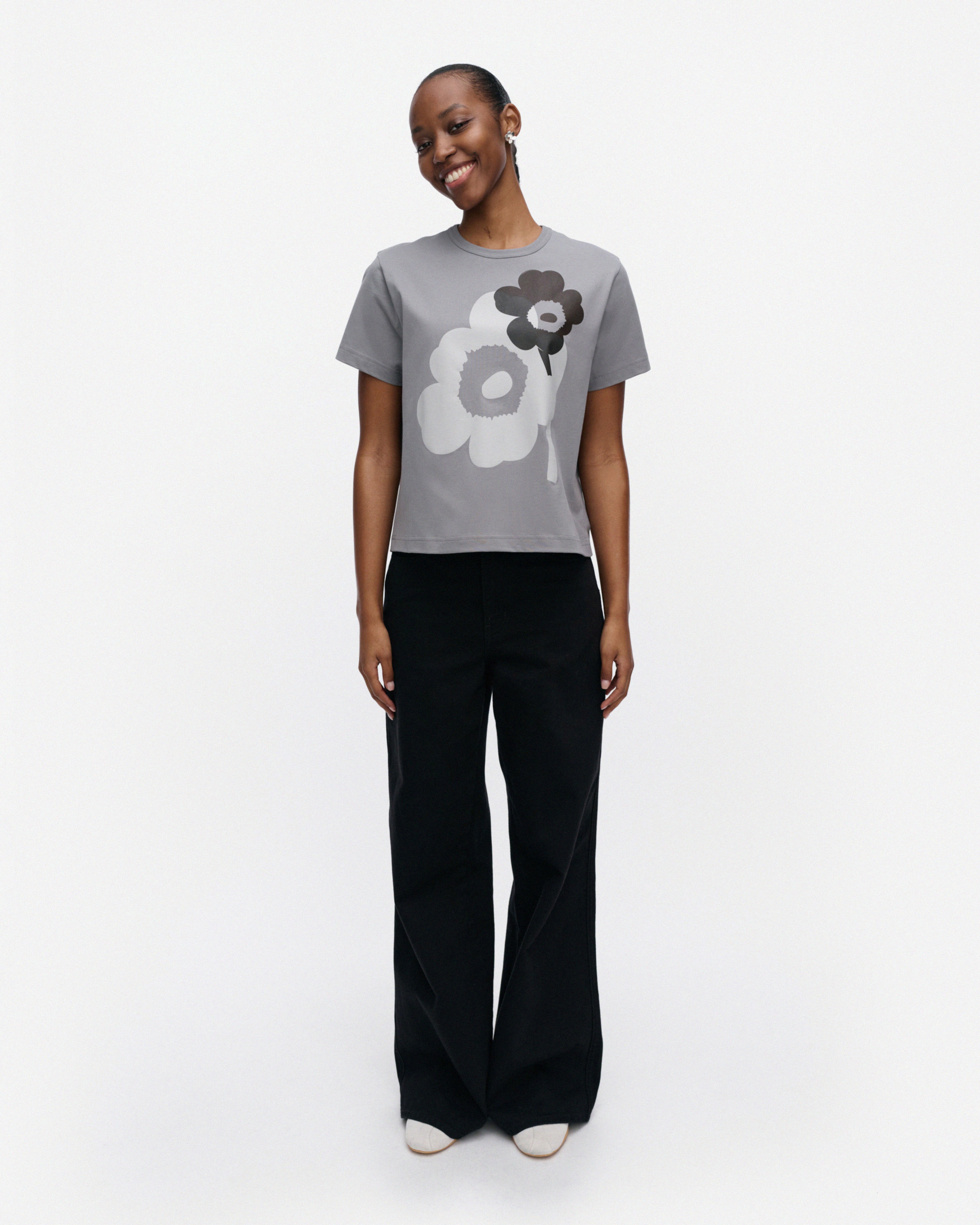 Rauha Unikko Placement, Kioski t-shirt, grey melange, dark grey,