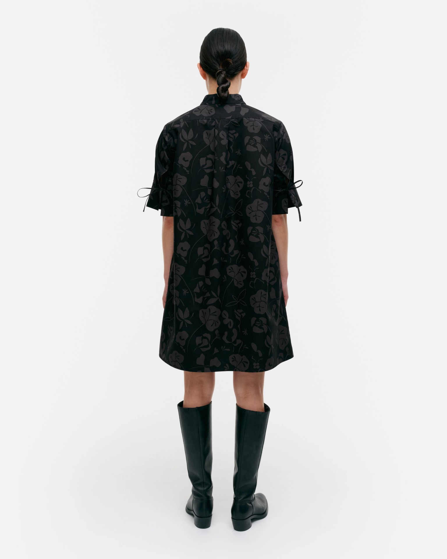 Helmat Nokturno, Cotton poplin dress, black, dark grey,