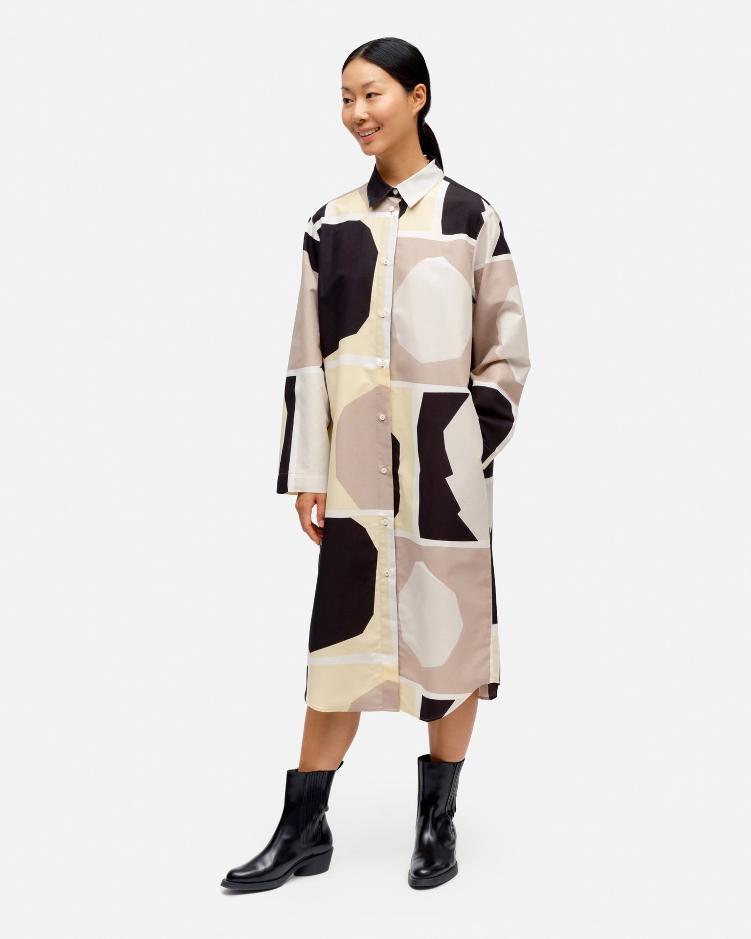 Viivain Iso Pampula, Mekko, musta, harmaa, beige,