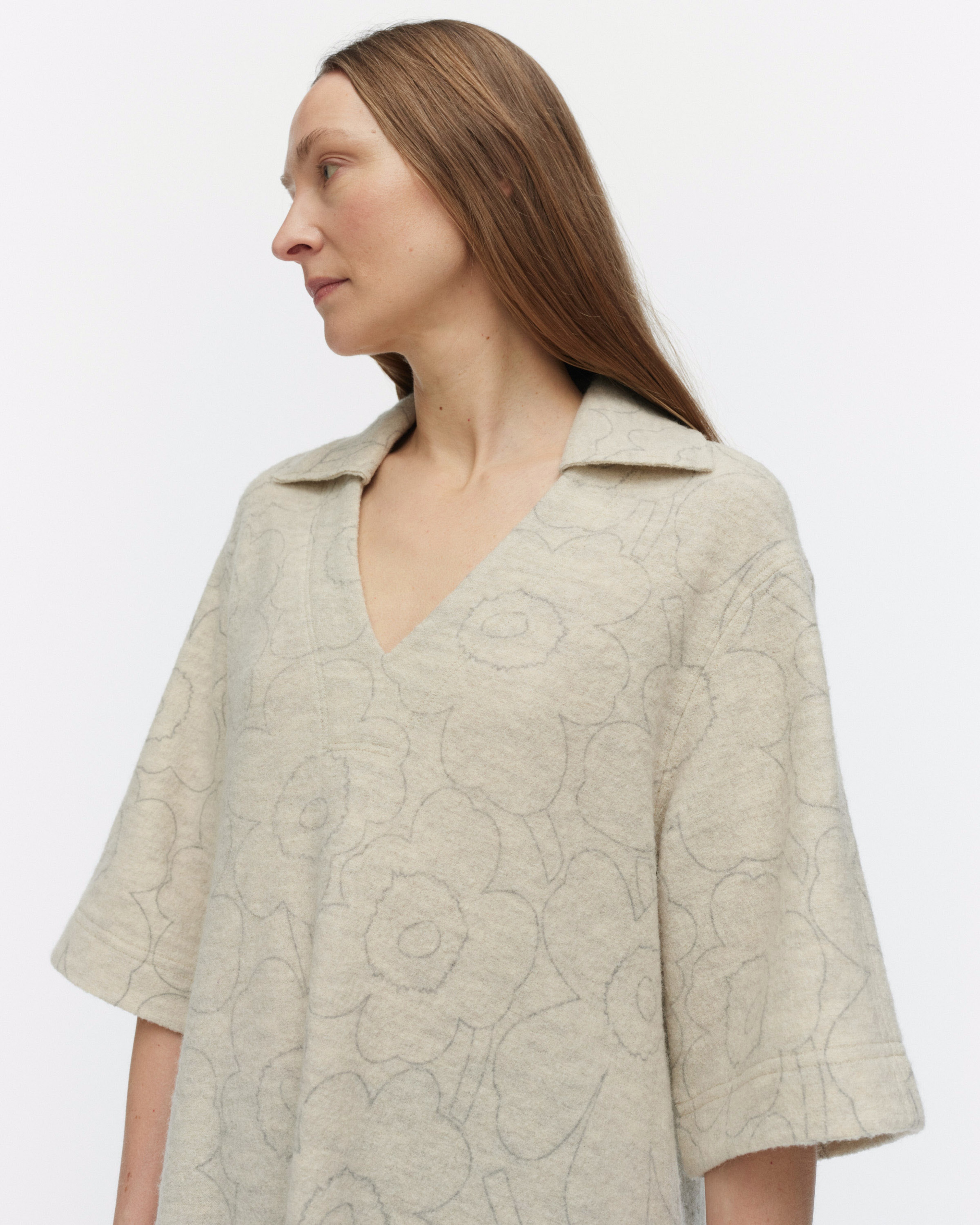 Nietos Piirto Unikko, Wool dress, off white, grey,