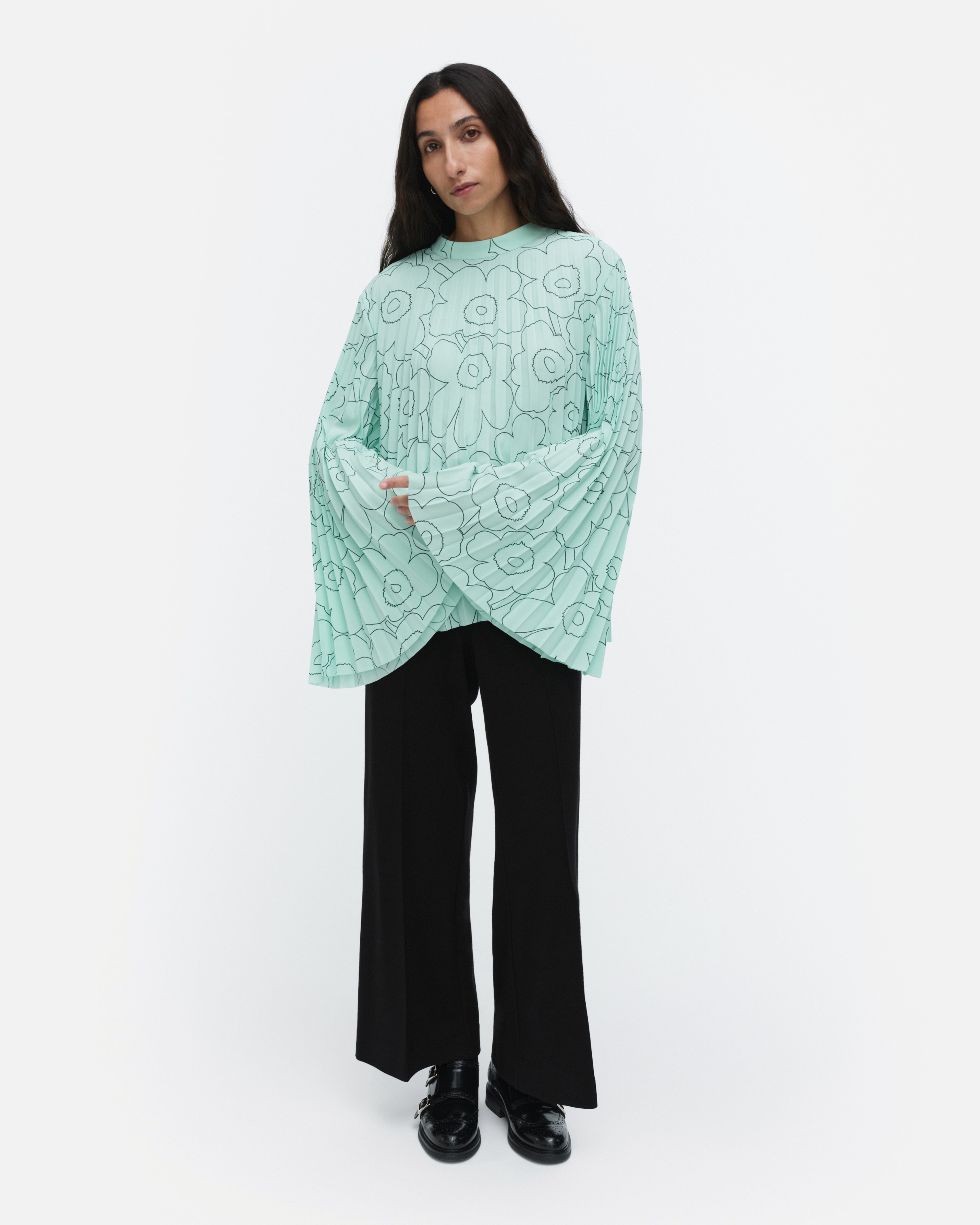 Duuri Piirto Unikko, Blouse, light turquoise, dark green,