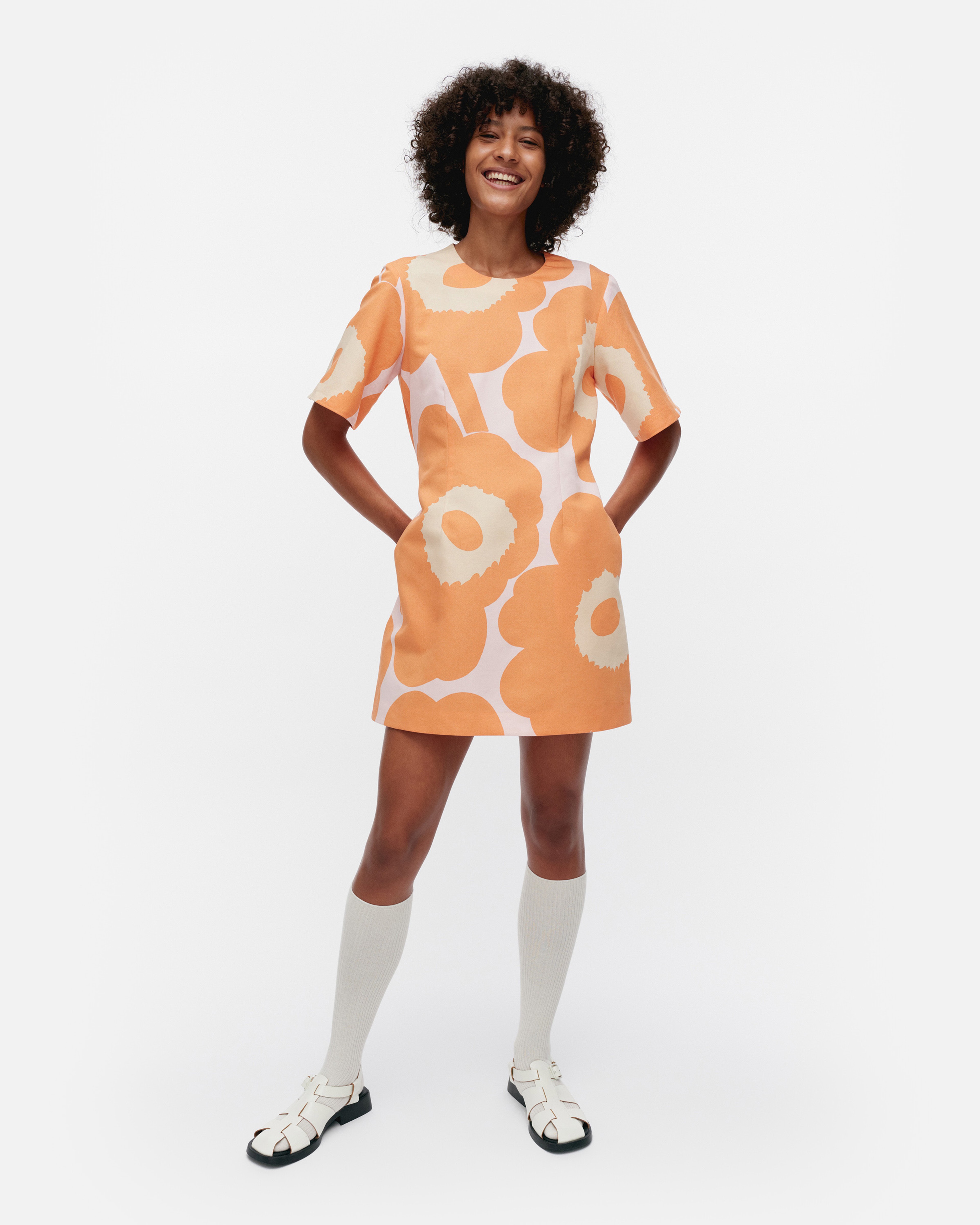 Pehmeys Unikko, Dress, orange, light pink, beige,