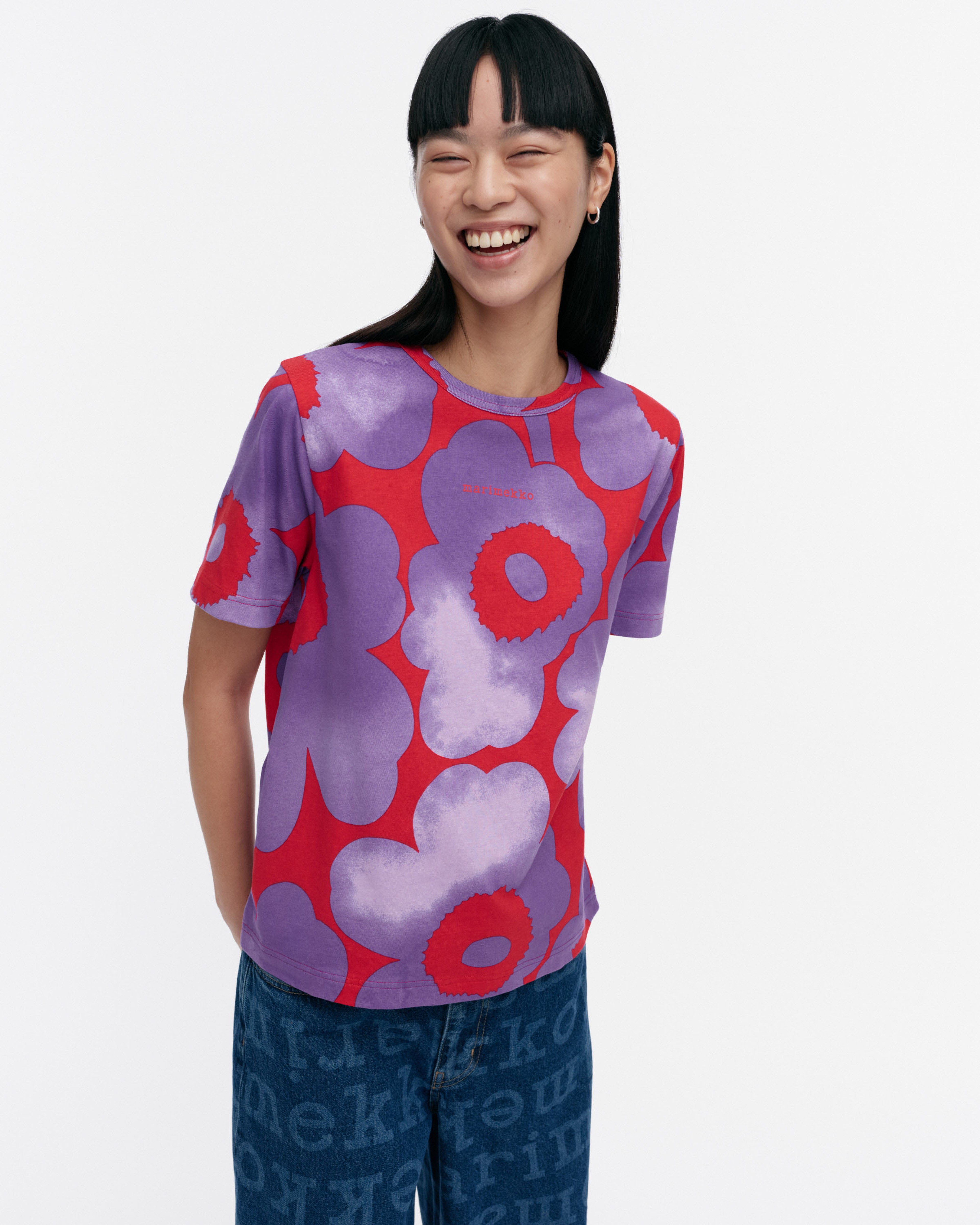 Erna Akvarelli Unikko, Kioski t-shirt, red, lilac,