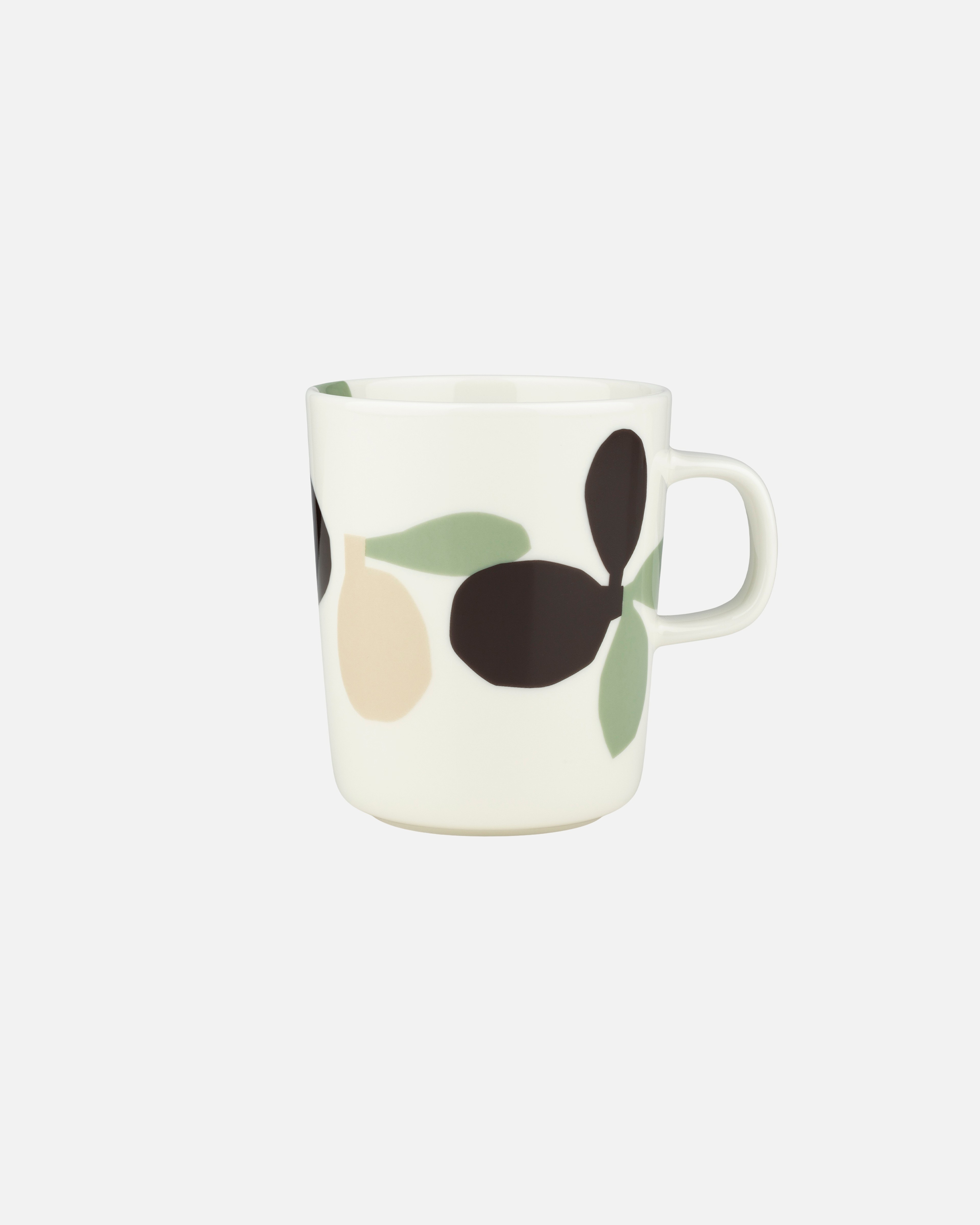 Oiva / Omppo, Mug, white,sage,black brown,linen,