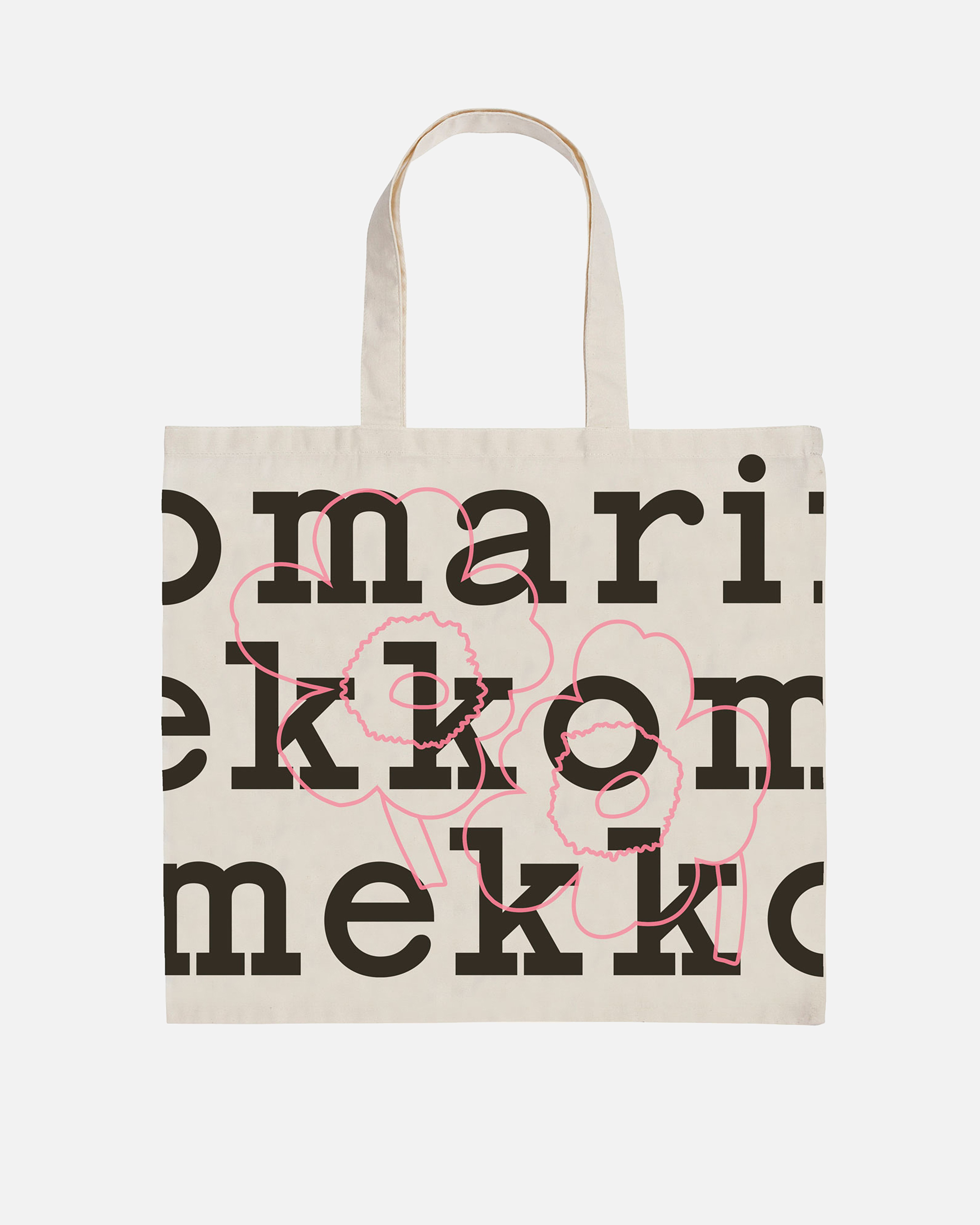 Piirto Unikko, Logo bag 45x47 cm, cotton, black, pink,