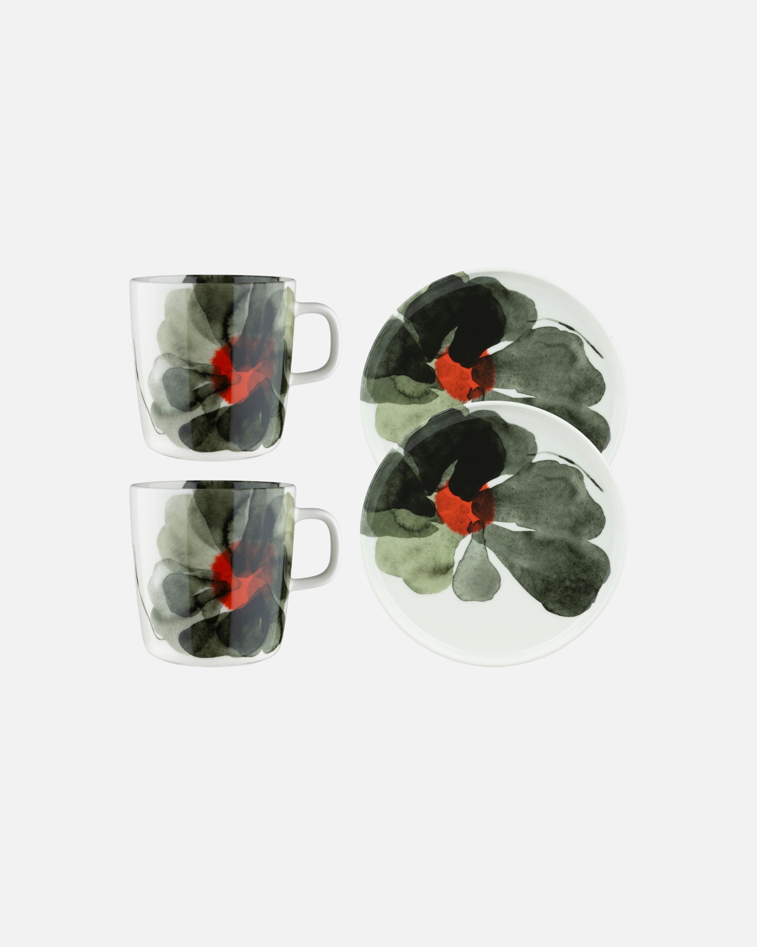 Oiva / Valssi, Breakfast set, white, forest green,tomato red,
