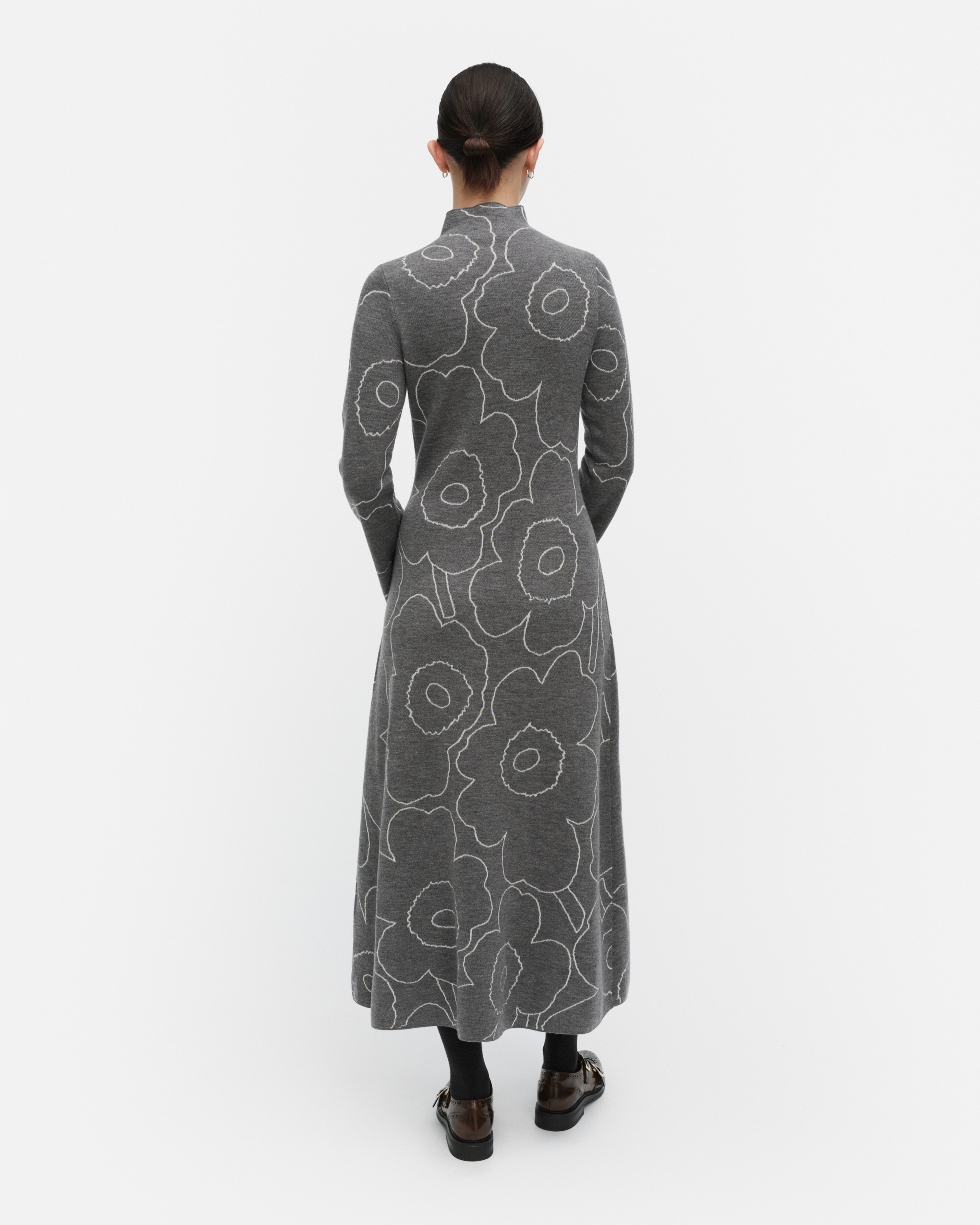 Willat Piirto Unikko, Knitted dress, dark grey, off white,