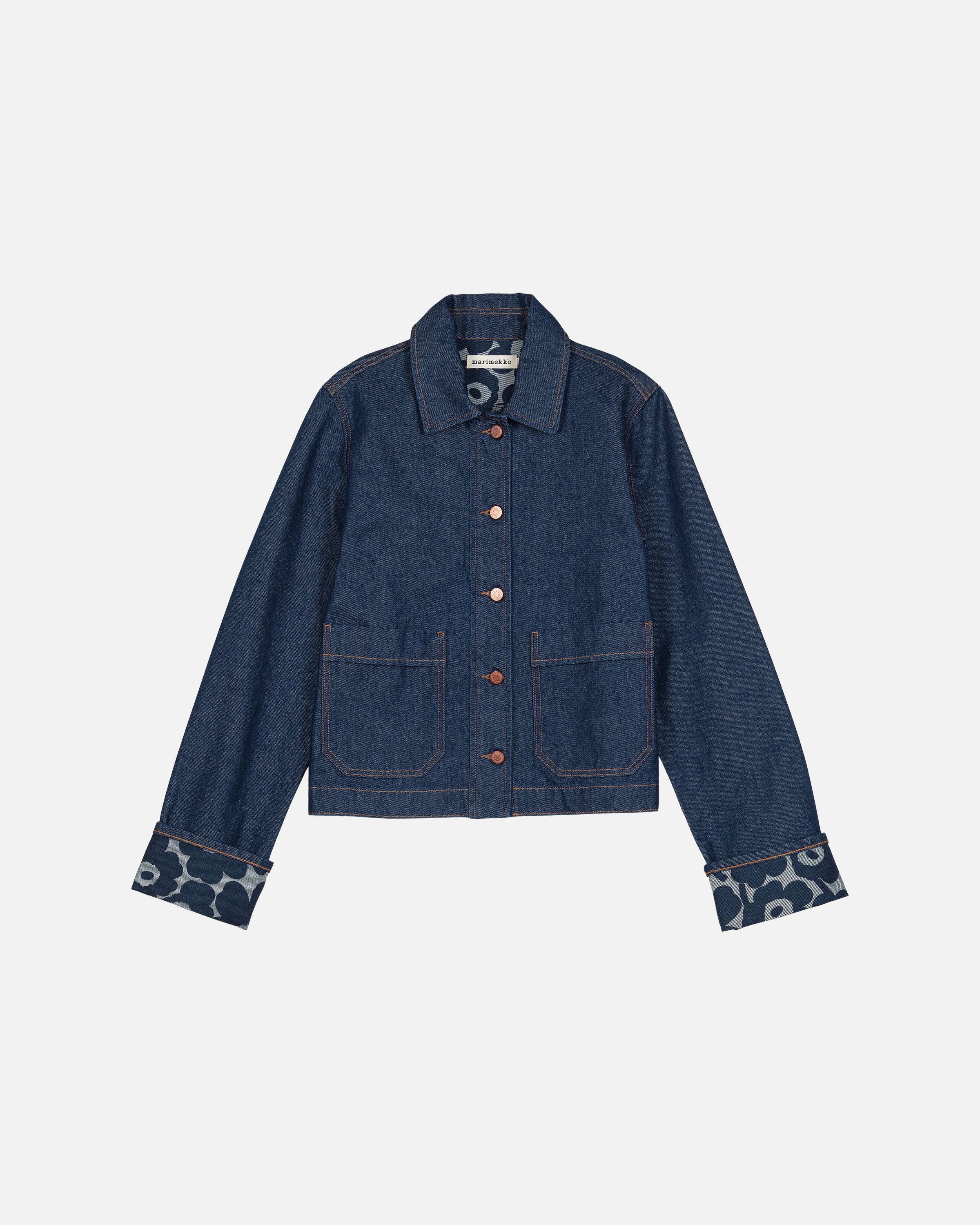 Maridenim Käänteet Mini Unikko Jean jacket dark indigo | Marimekko