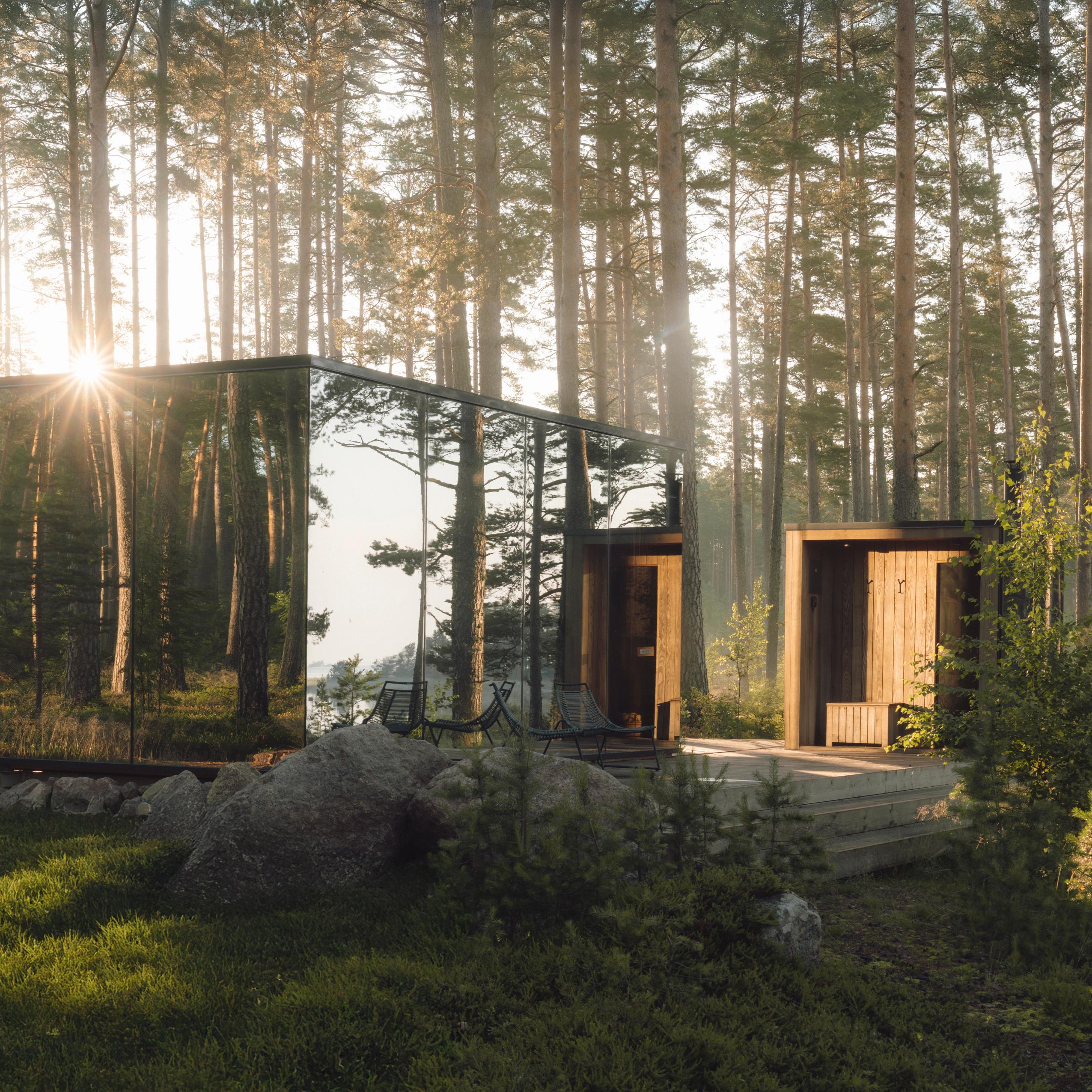 ÖÖD Hotels -peilimökki Suomenlahden saaristomaisemien äärellä