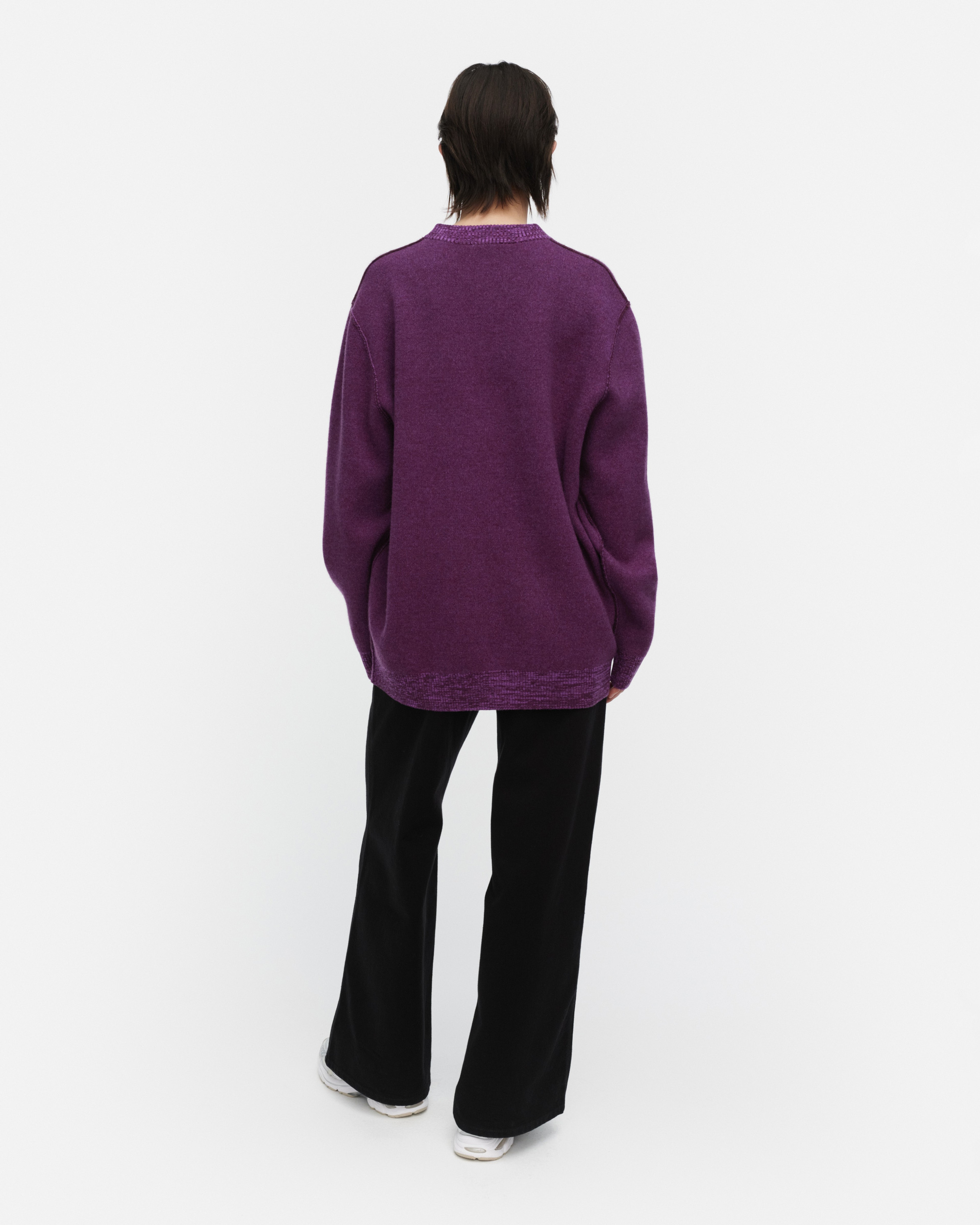 RWS Ruusut Vihkiruusu, Knitted wool pullover, dark purple, lilac,