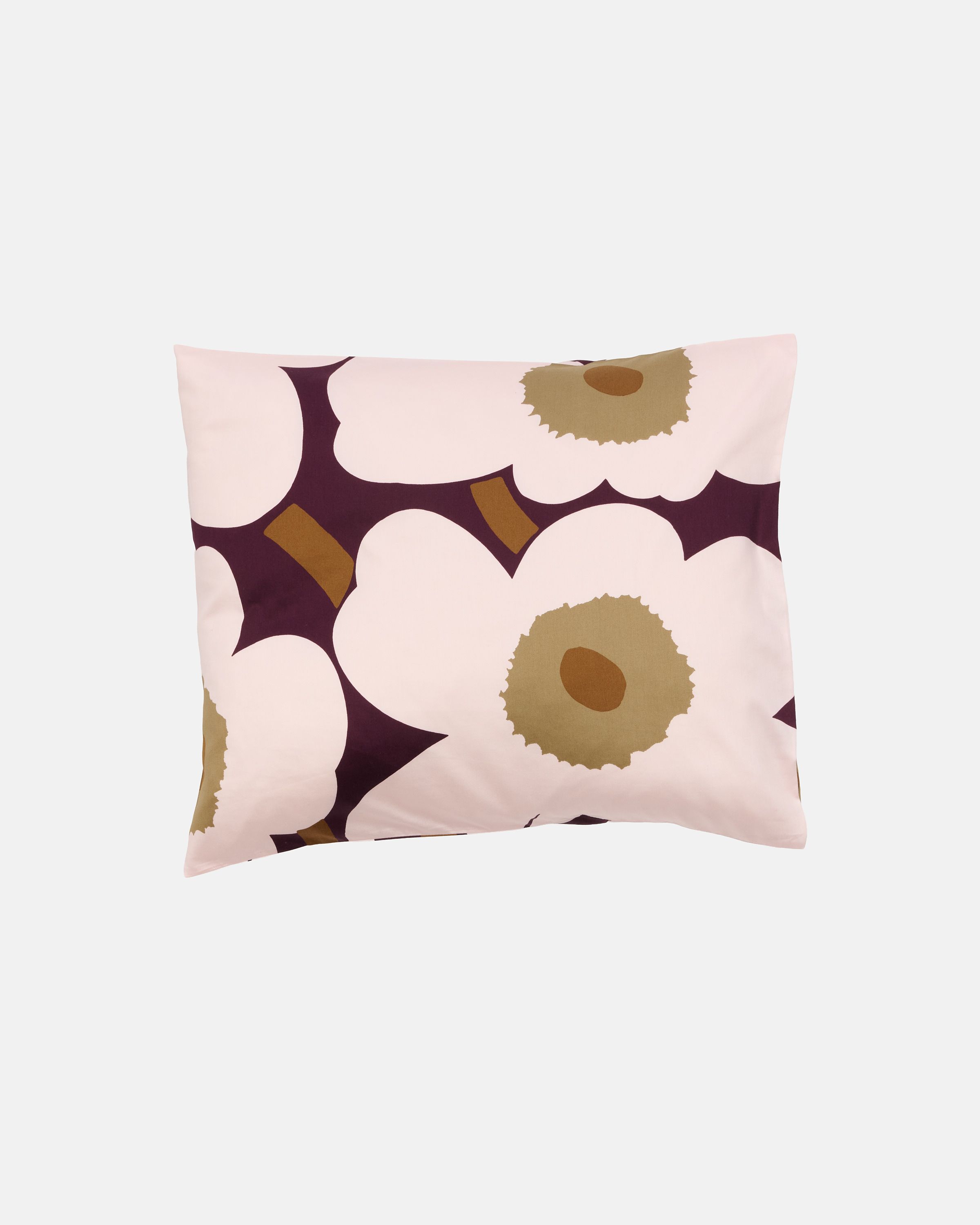 Unikko Satin Pillow case 80x80 cm plum, pink, elmwood, toffee