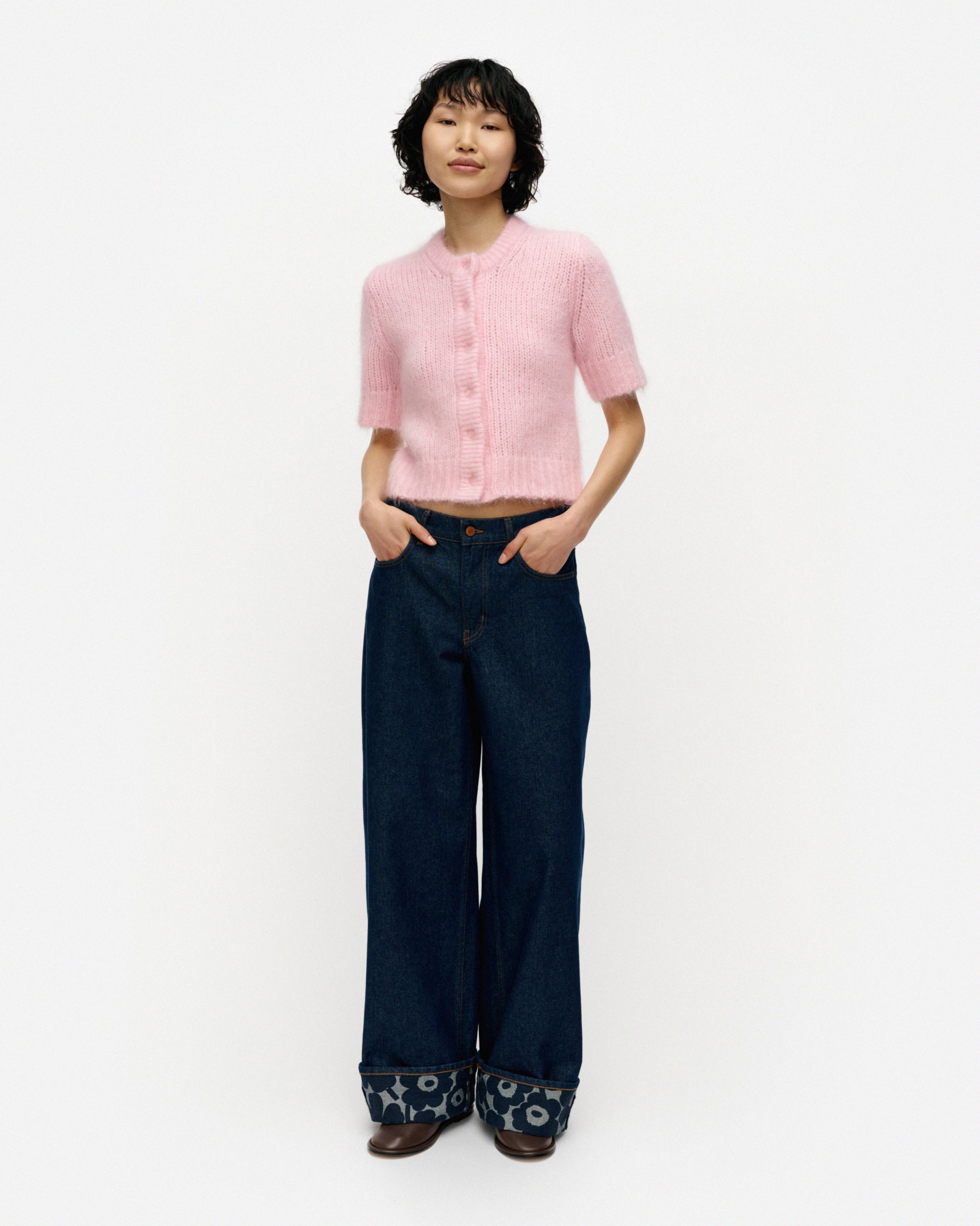 Sanasto, Knitted cardigan, light pink,