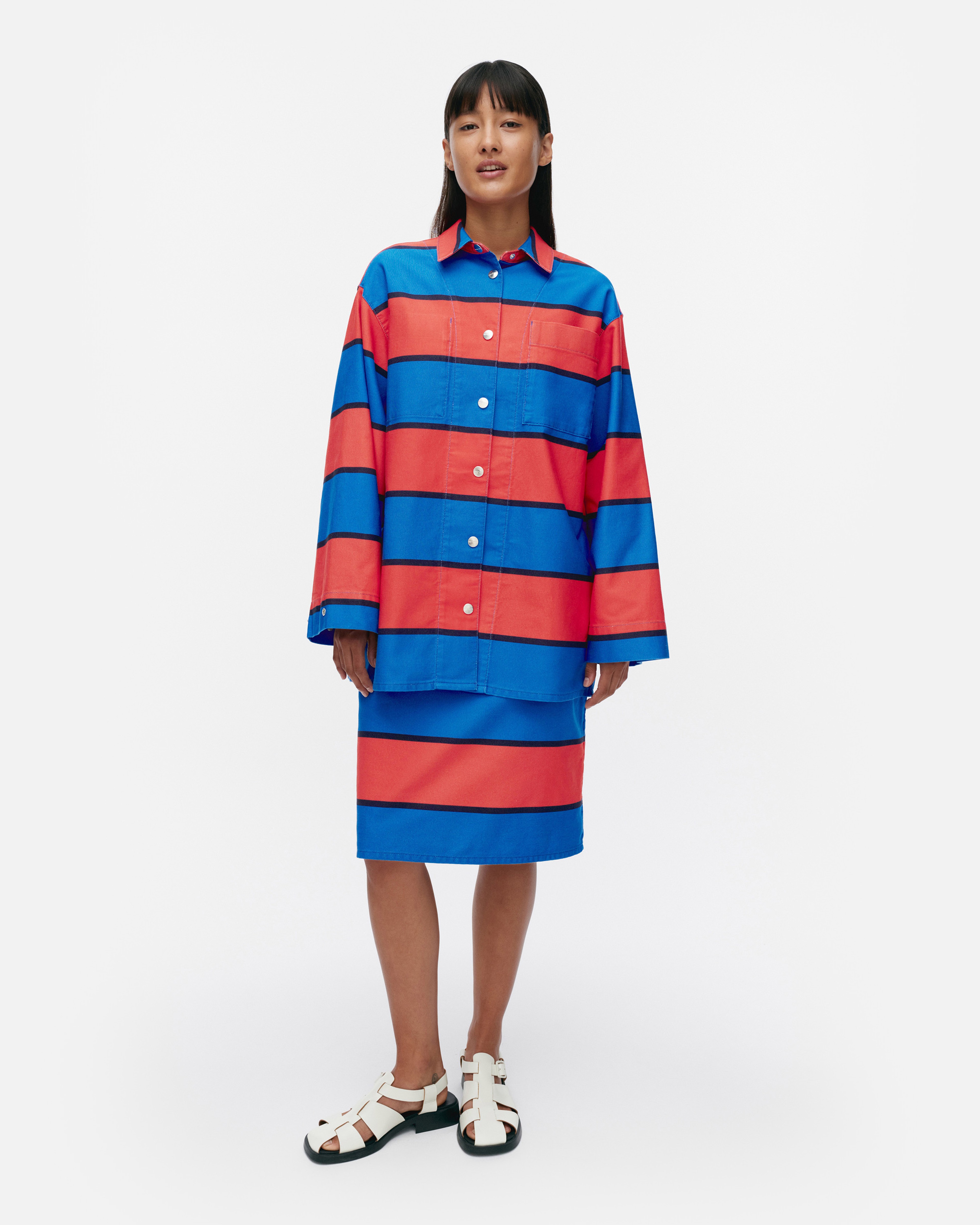 Abstraktio Galleria, Cotton shirt, blue, red, black,