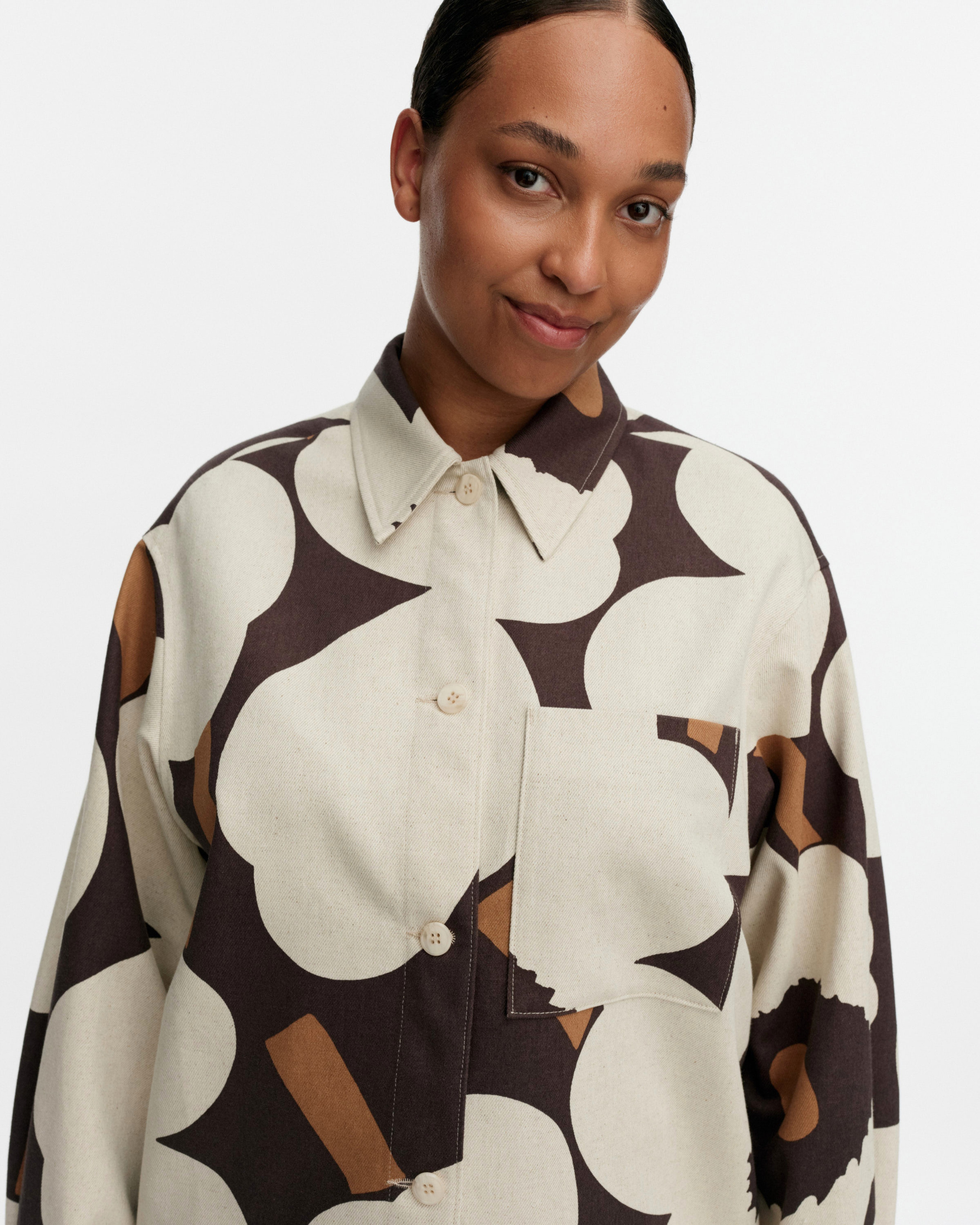 Pilkkoa Unikko, Overshirt, light beige, black, brown,