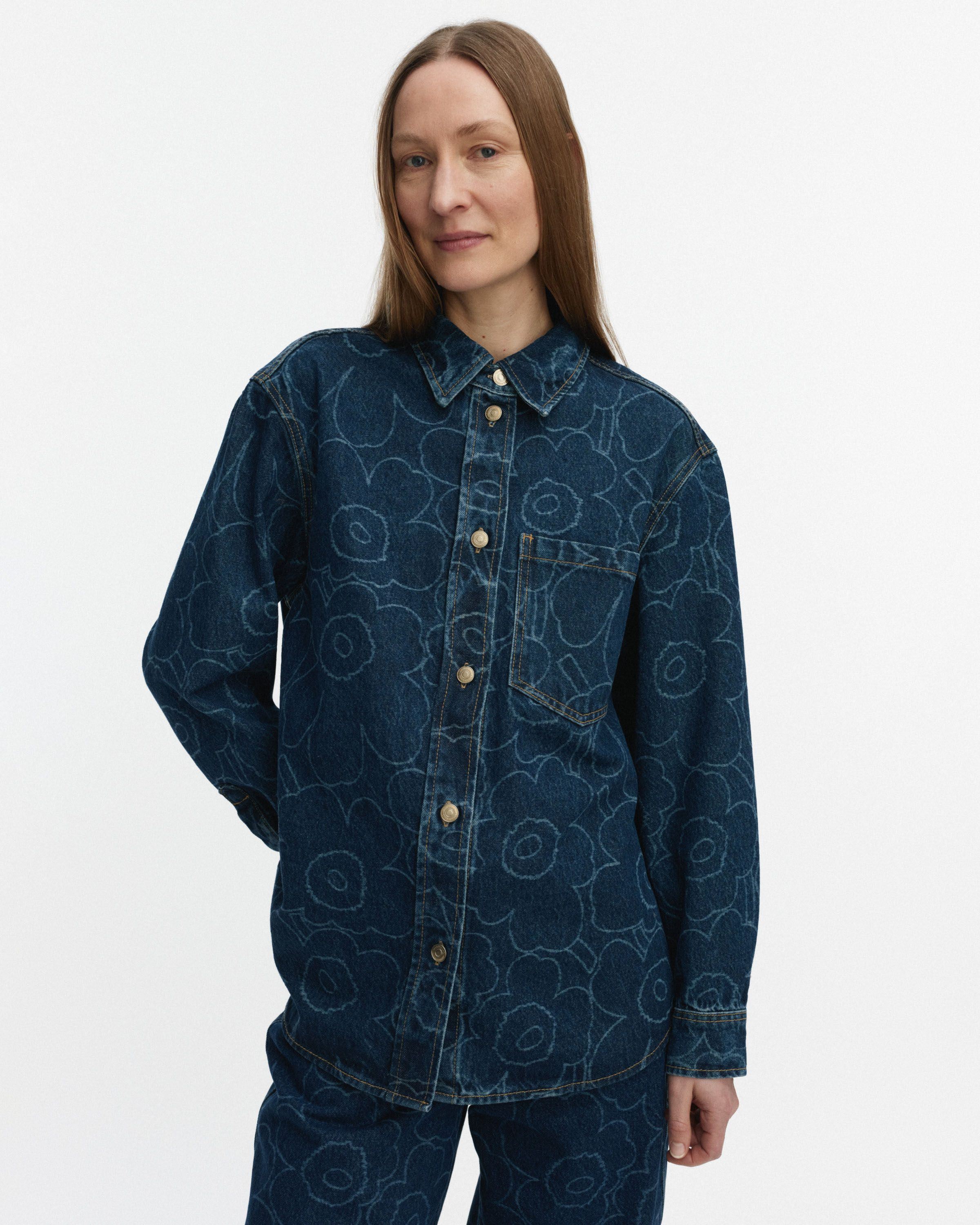 Maridenim Vaihe Piirto Unikko Denim shirt | Marimekko