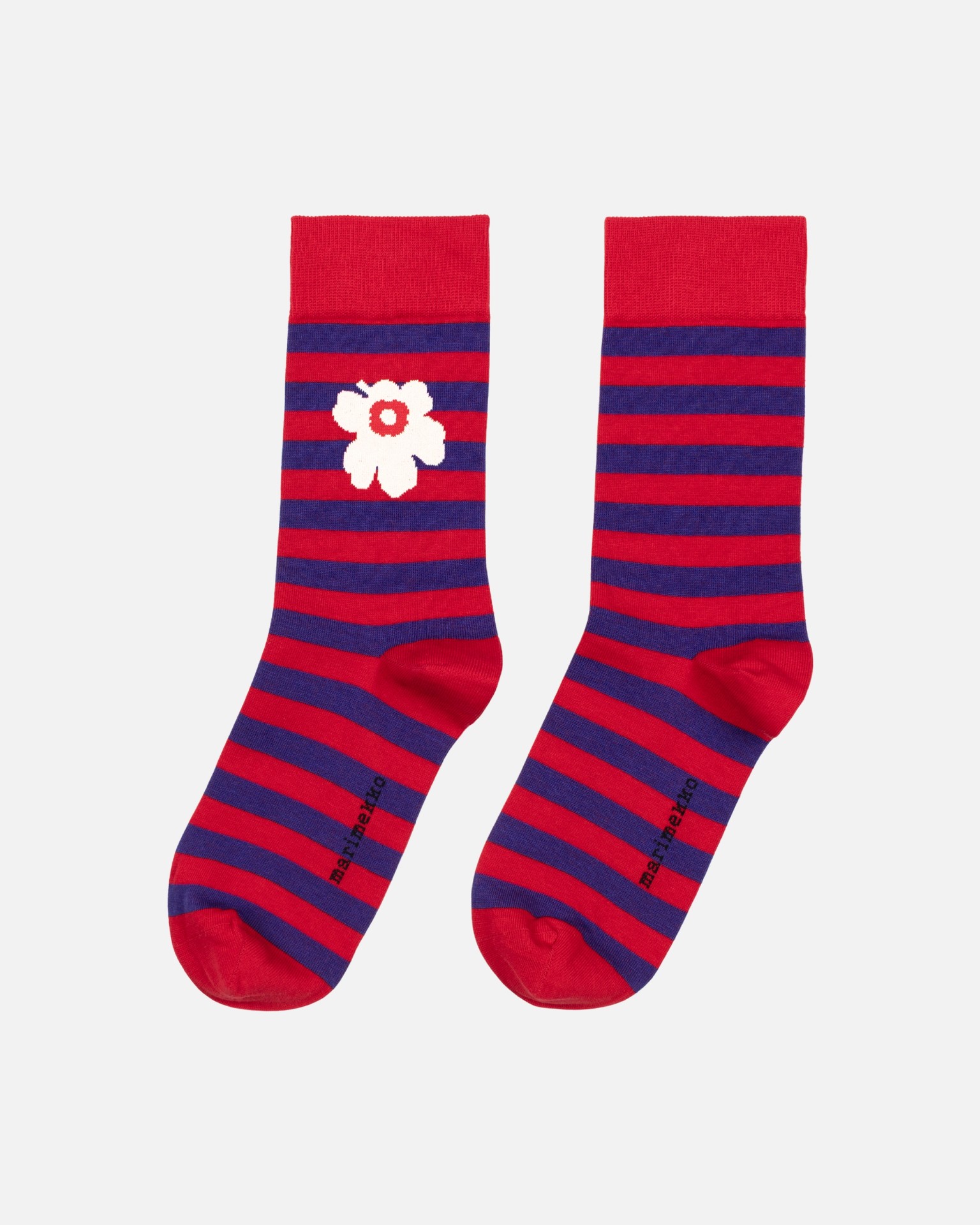 Kasvaa Tasaraita Unikko, Kioski socks, red, dark blue, white,