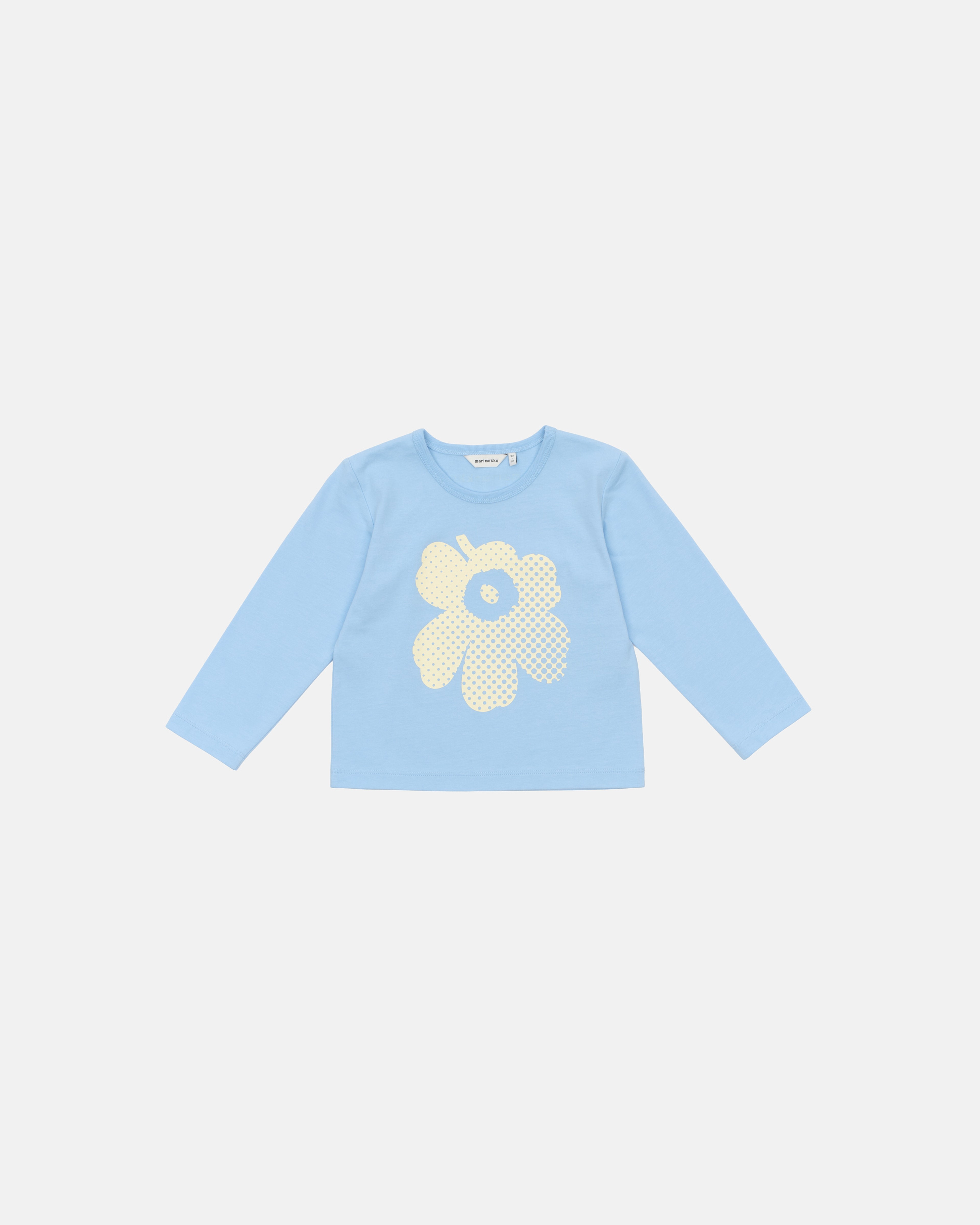 Paja Unikko Logo I, Kinderhemd 80/86, hellblau, hellgelb,