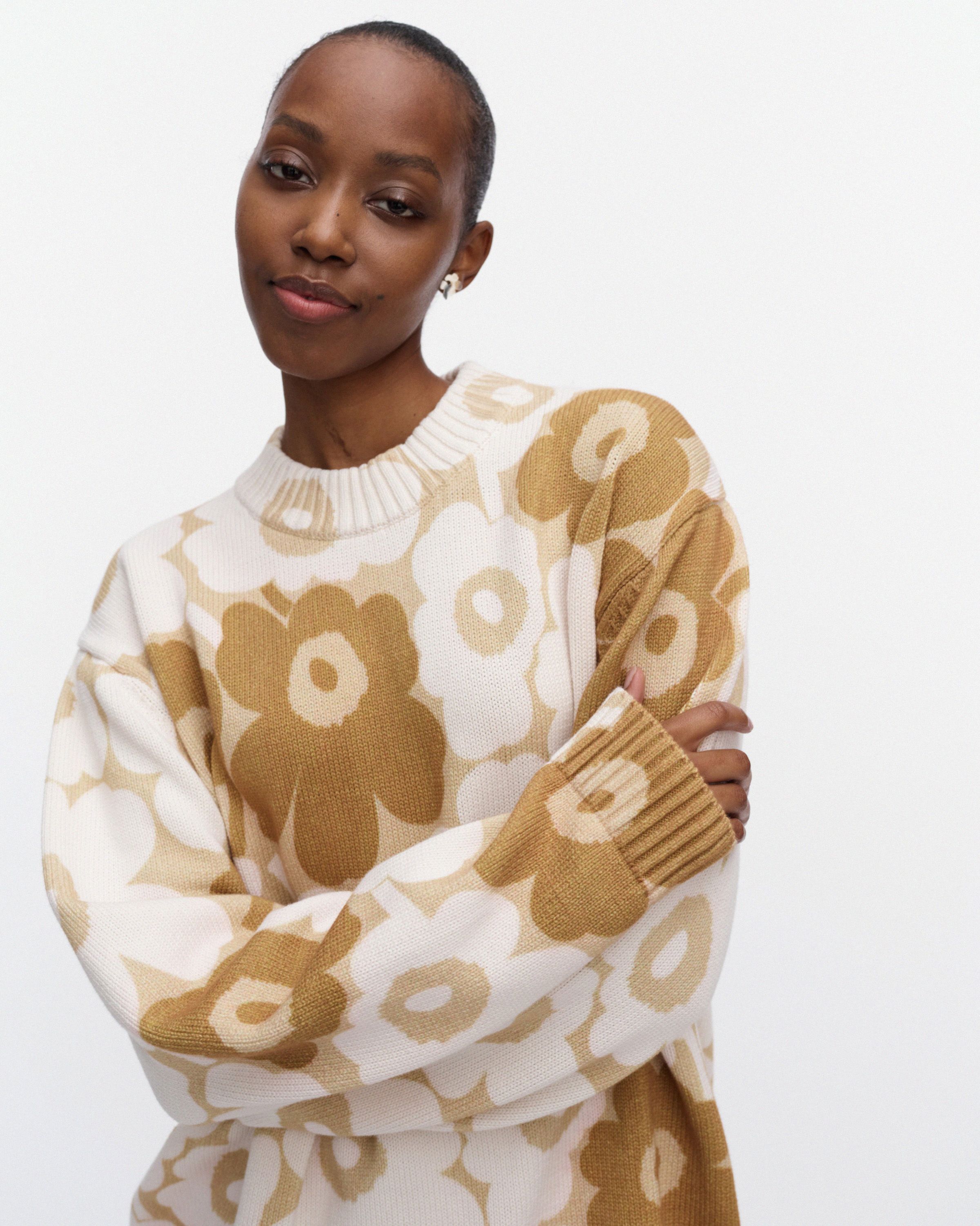 Puuteri Unikko Kioski knitted pullover off white, beige, brown