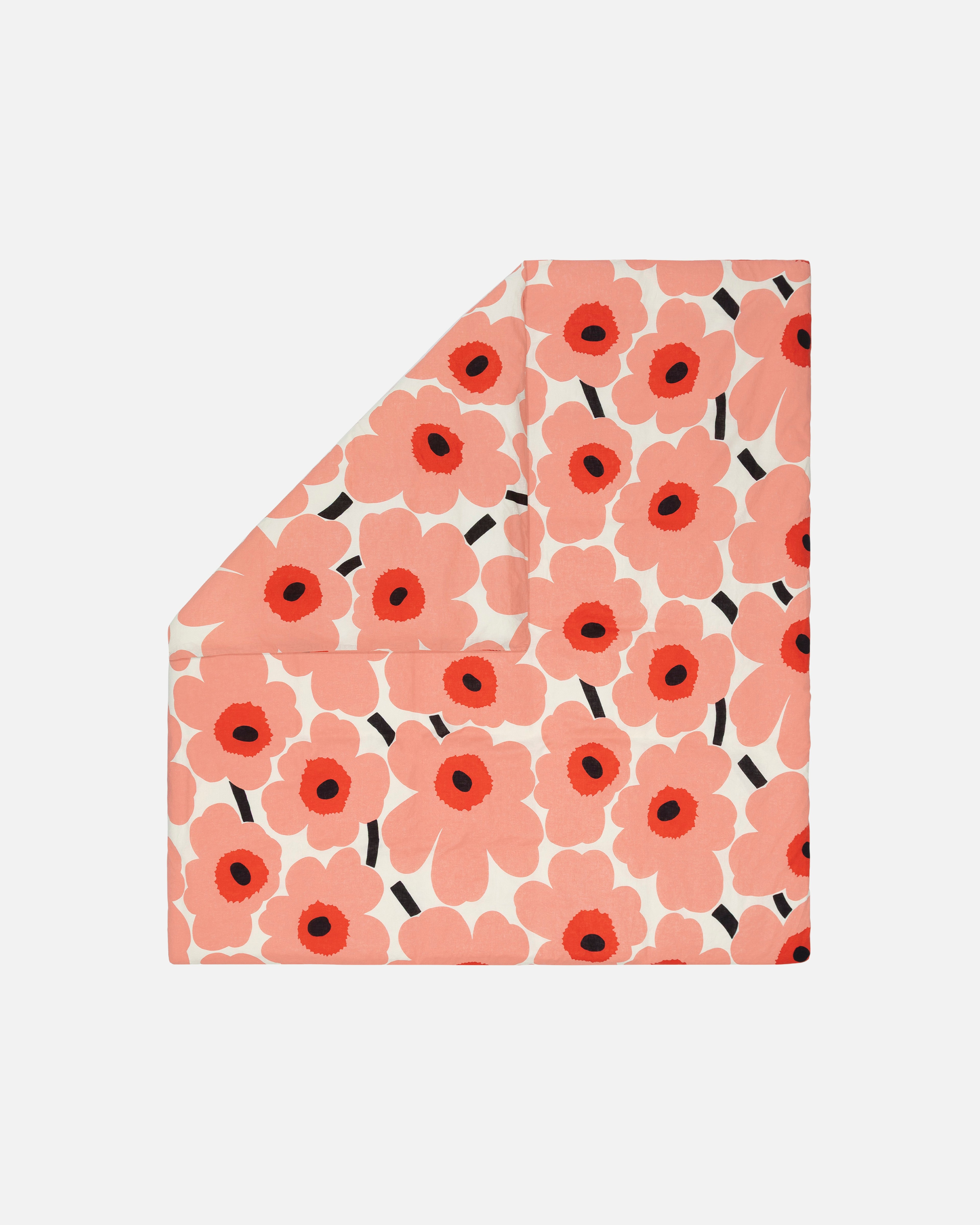 Unikko, Duvet cover 240x220 cm, off white,coral,o.red,charcoal,