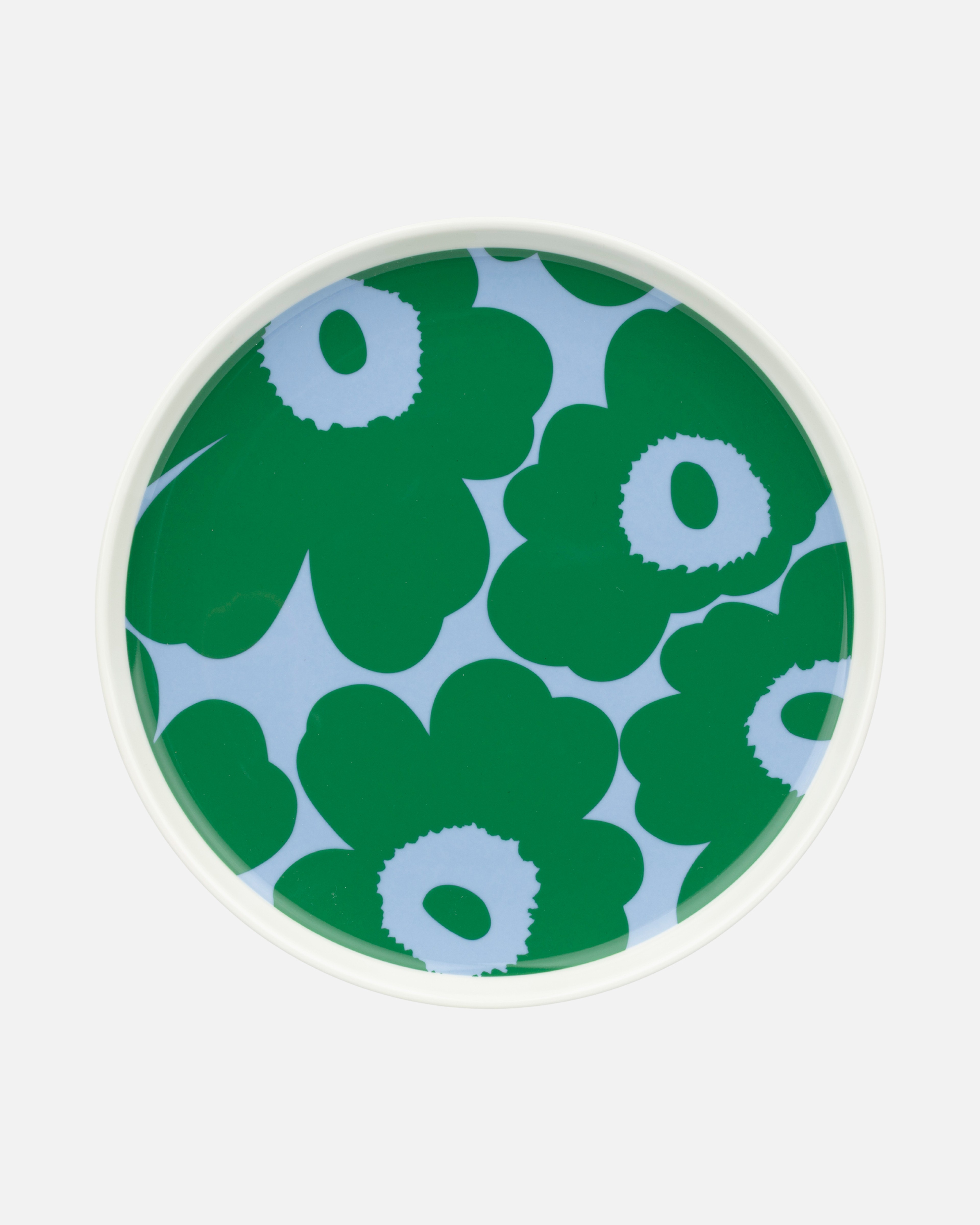 Oiva / Unikko, Assiette 20 cm, blanc, vert, bleu clair,