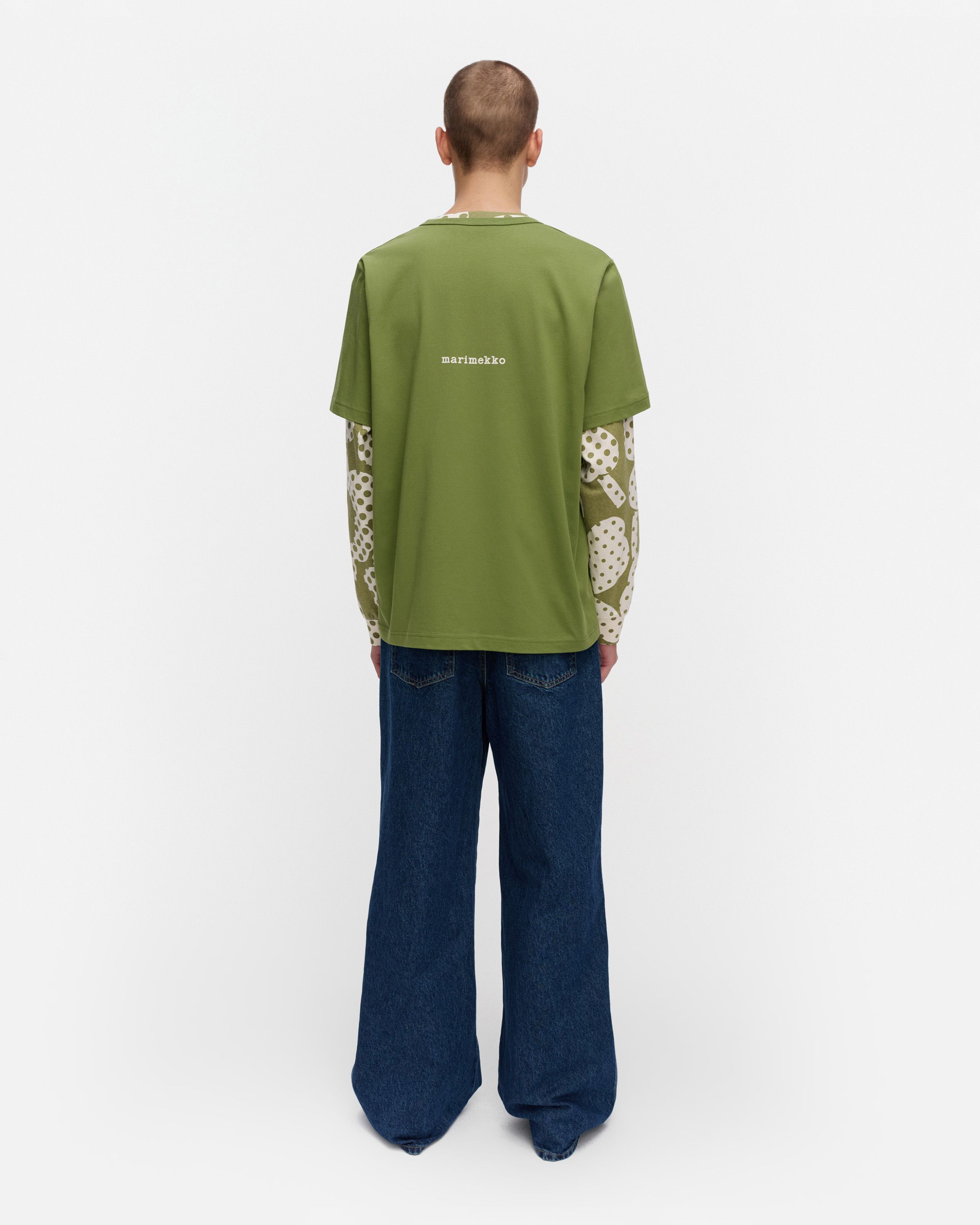 Vihne Unikko Placement Kioski t-shirt green, off white | Marimekko