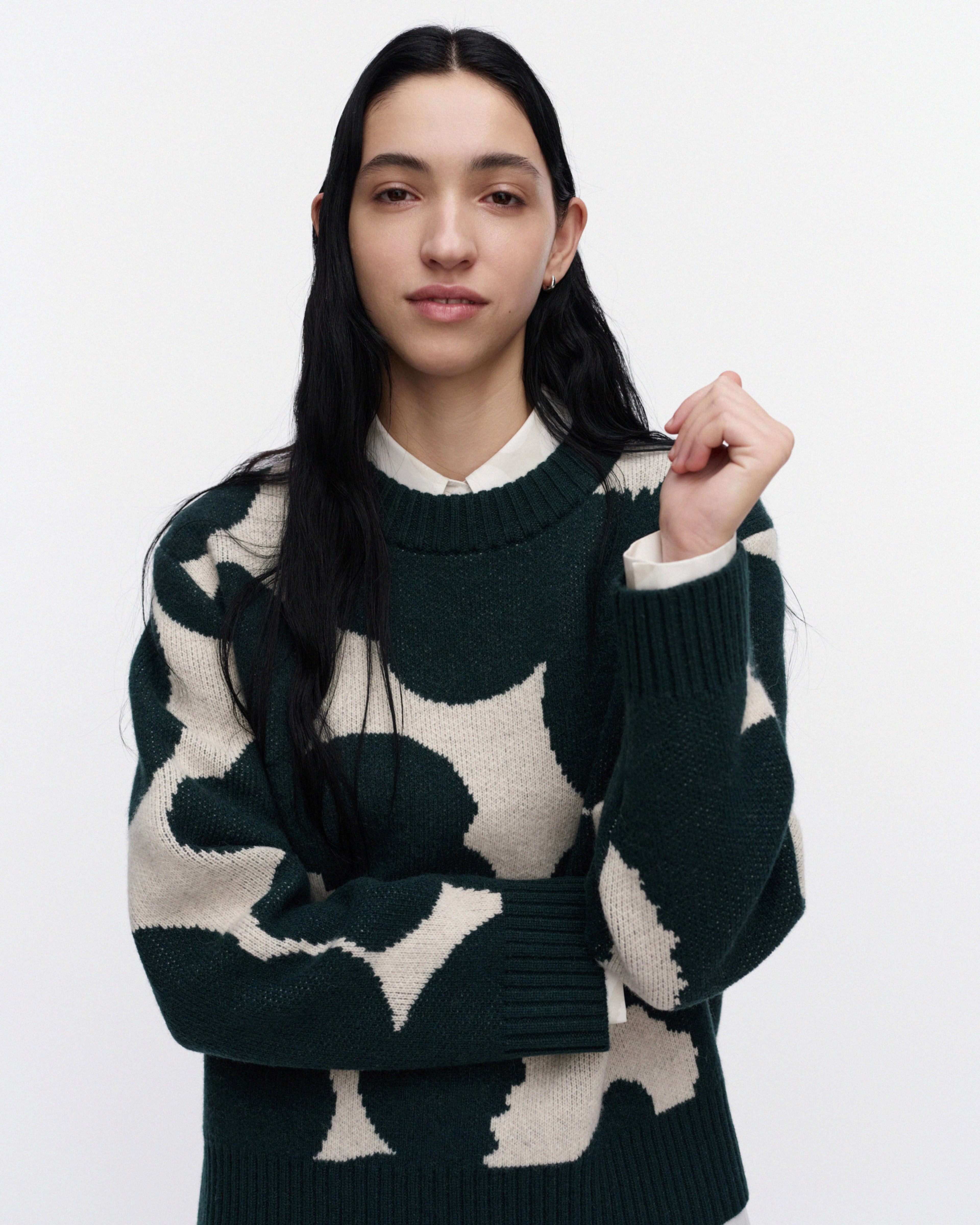 RWS Virtaus Unikko, Knitted pullover, dark green, off white,