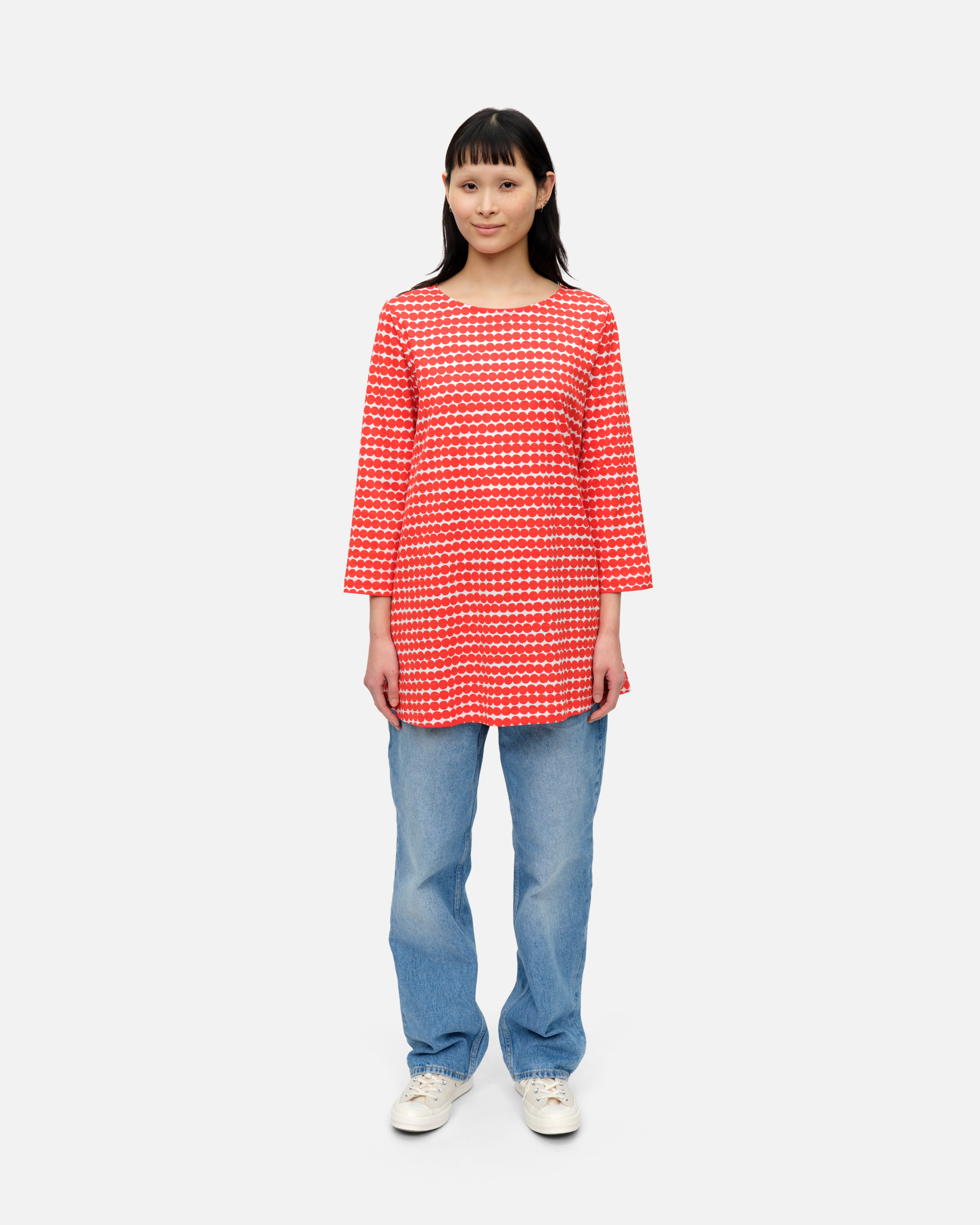 Harppi Räsymatto, Jersey tunic, red, off white,