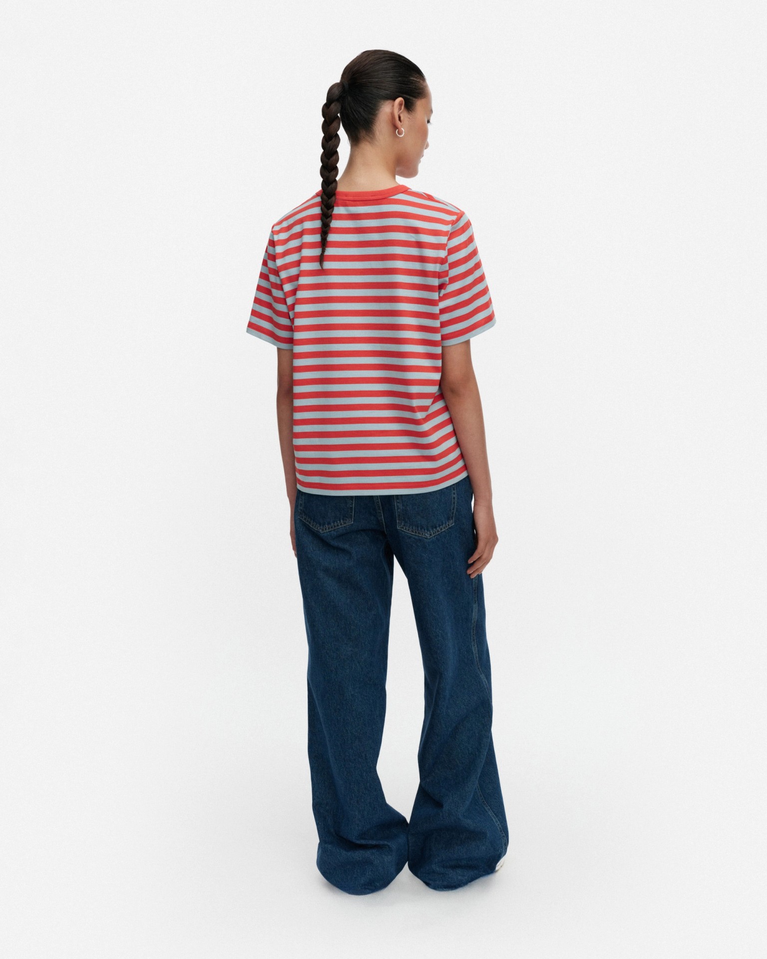 Tasaraita Unikko, Kioski t-shirt, red, light blue,