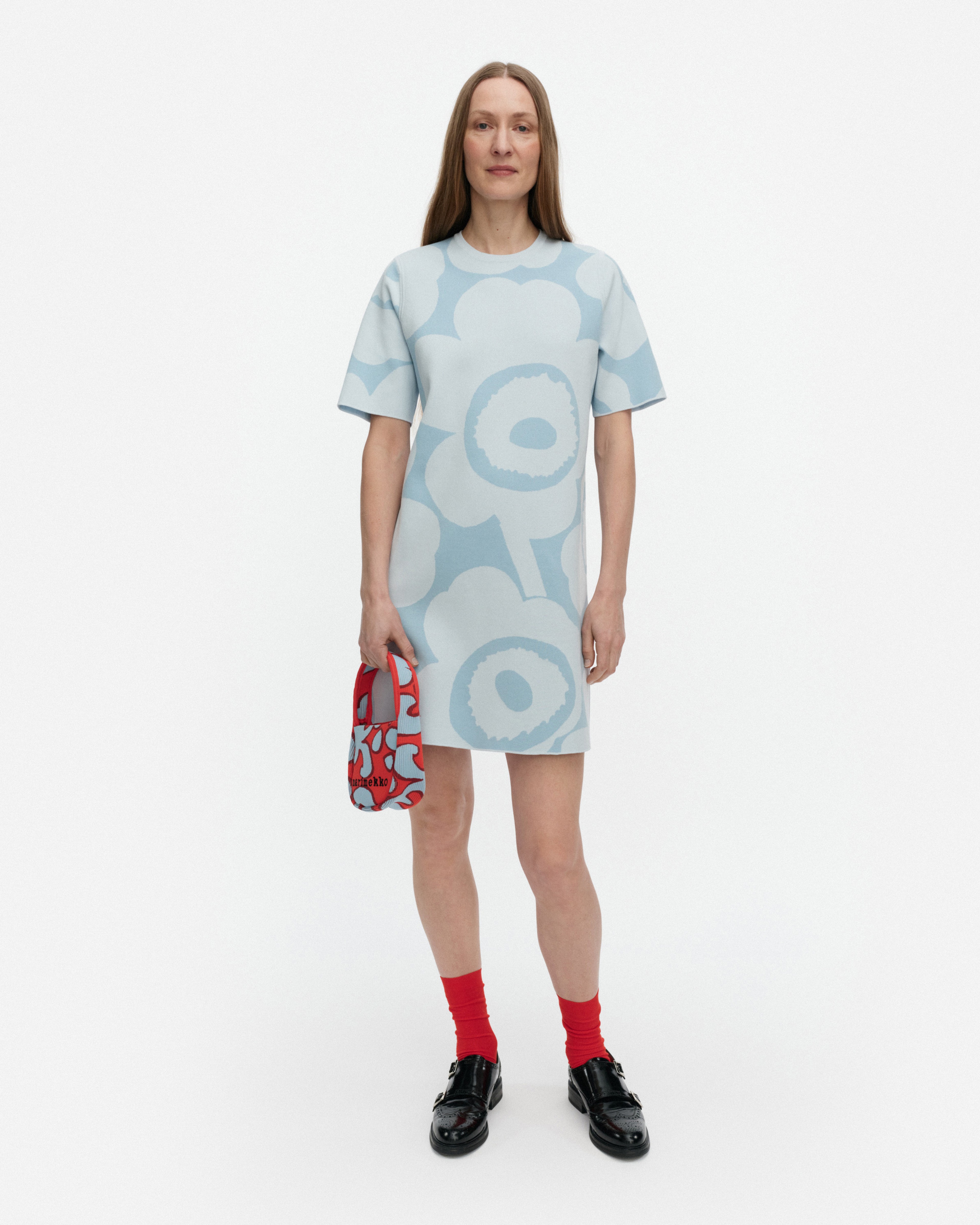 Mahdollisuus Unikko, Knitted dress, light blue, light blue,