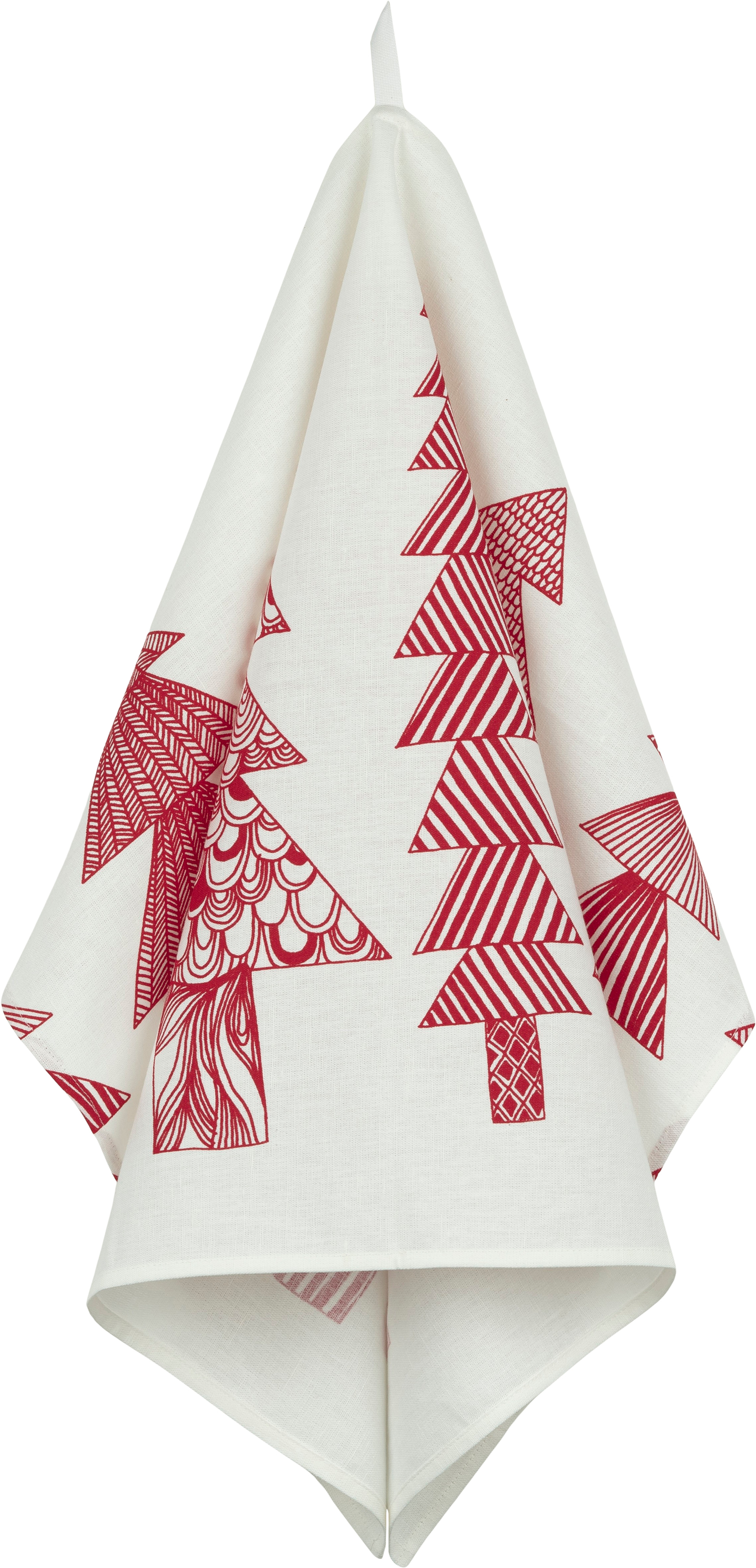 Kuusikossa, Tea towel 47x70 cm, white, dk.red,