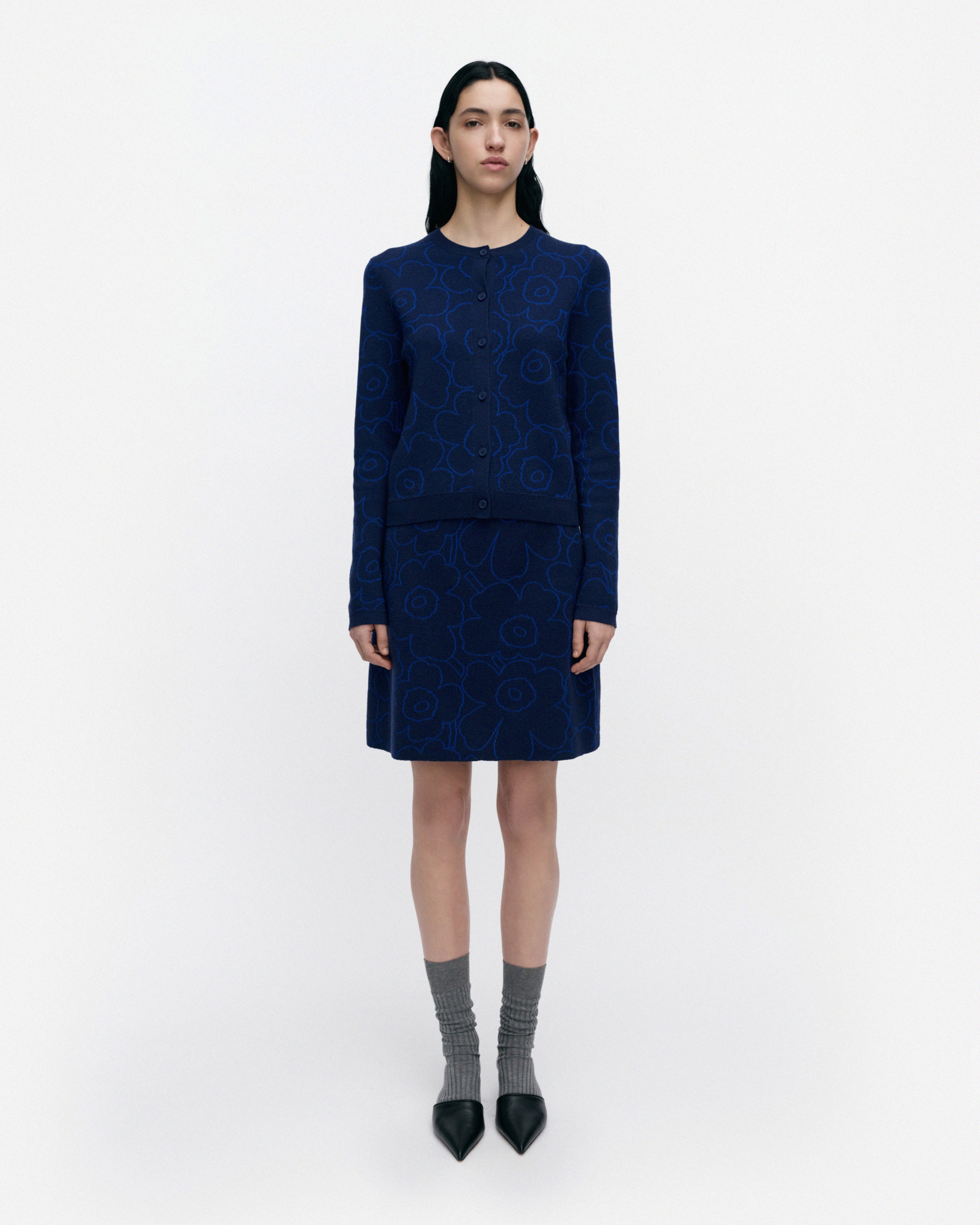 Villi Piirto Unikko, Knitted cardigan, dark navy, bright blue,
