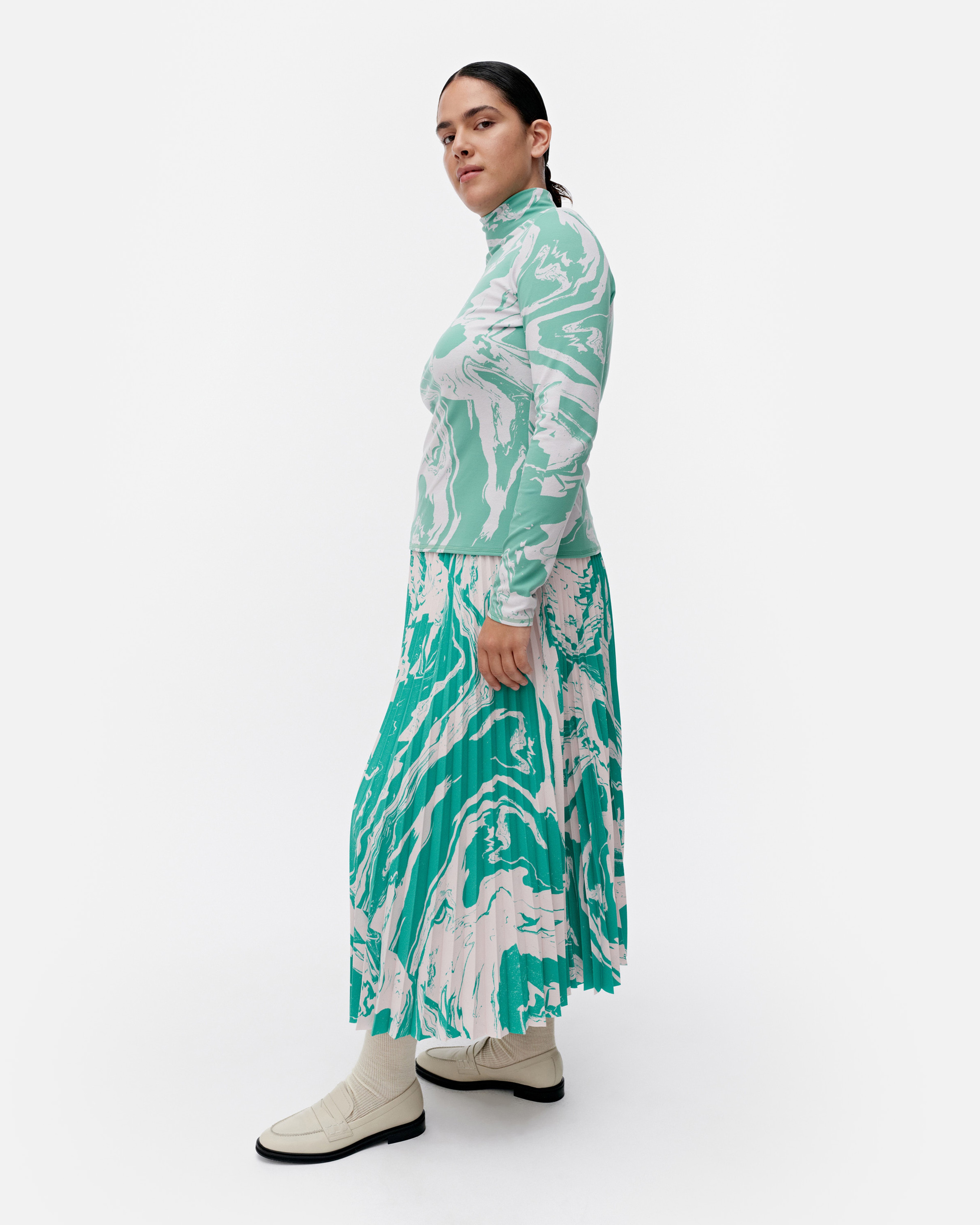 Jäkälä Marras, Turtleneck shirt, rose, mint green,