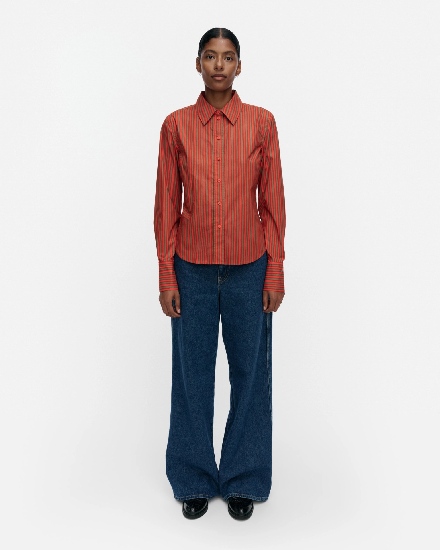 Innota Piccolo, Cotton shirt, dark orange, beige,