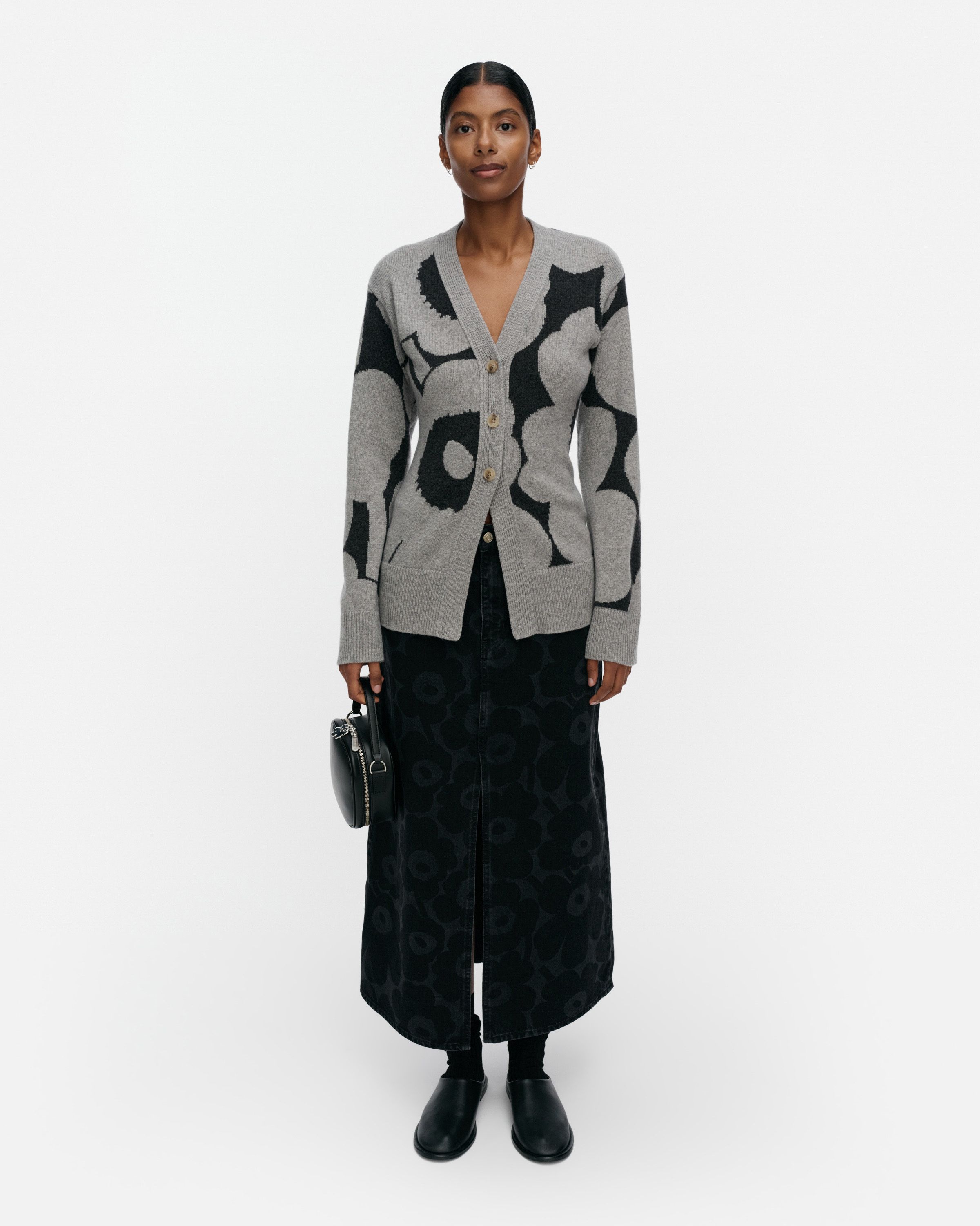 Kumma Unikko Knitted cardigan light grey, dark grey | Marimekko