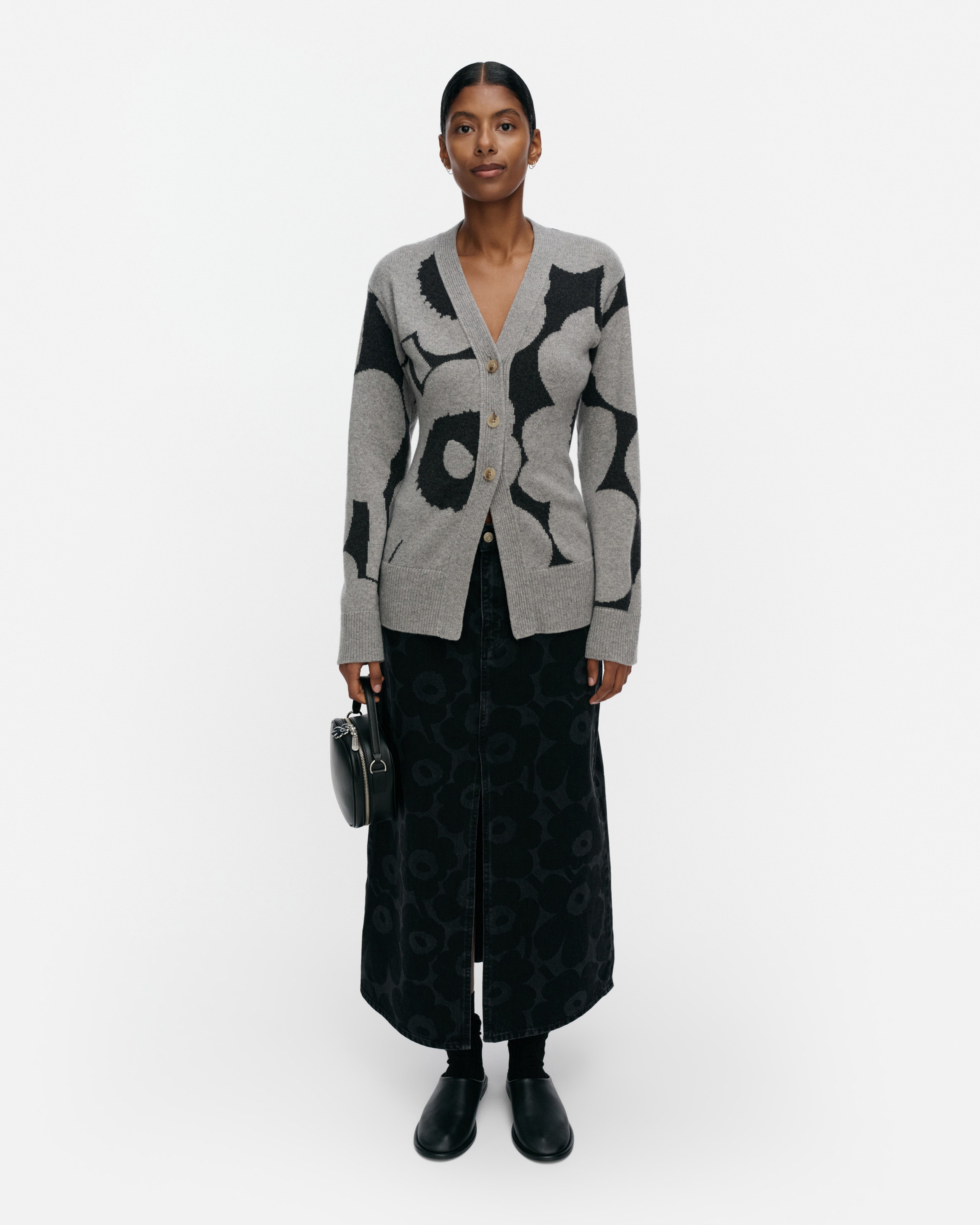 Kumma Unikko, Knitted cardigan, light grey, dark grey,
