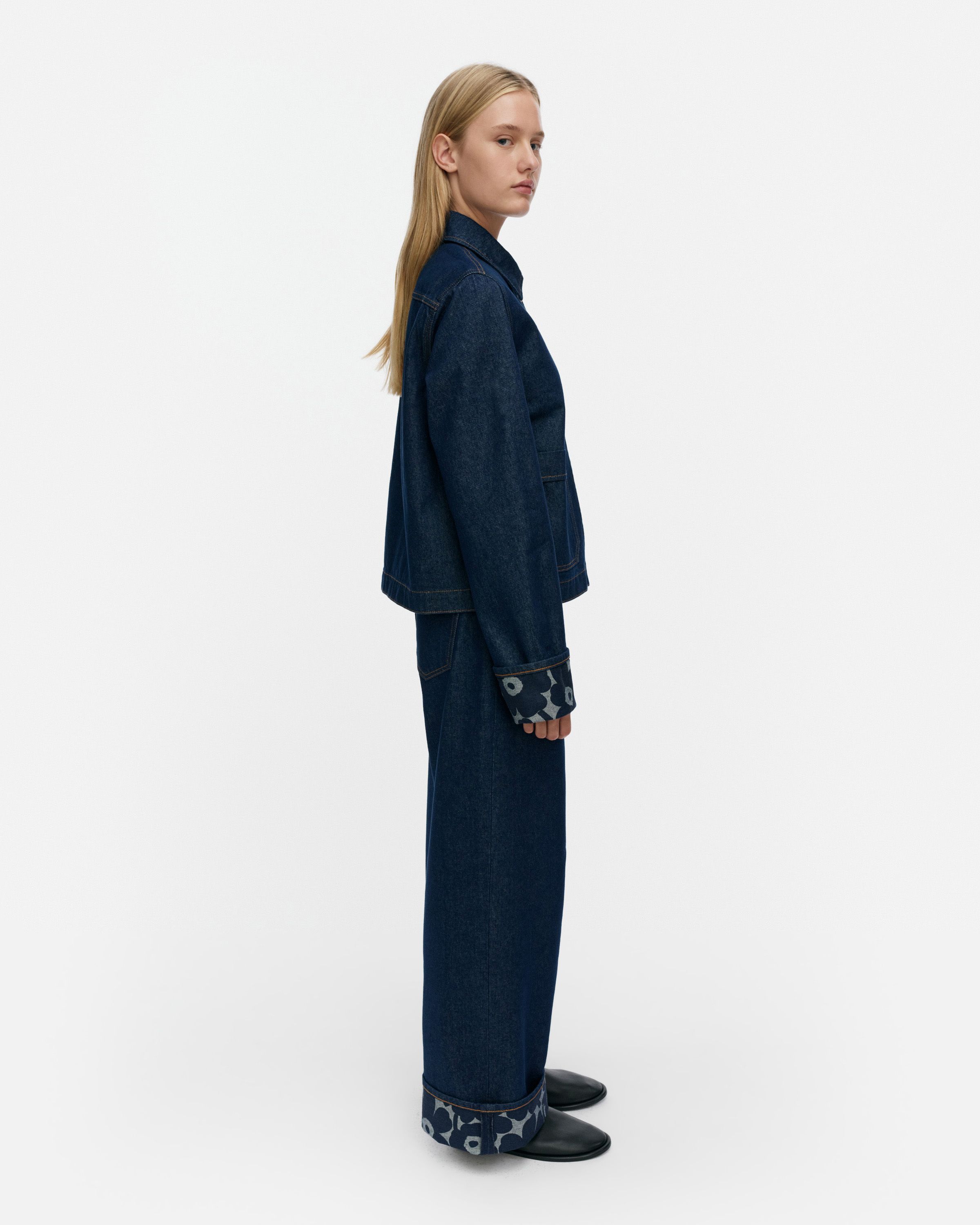 Maridenim Käänteet Mini Unikko Jean jacket dark indigo | Marimekko