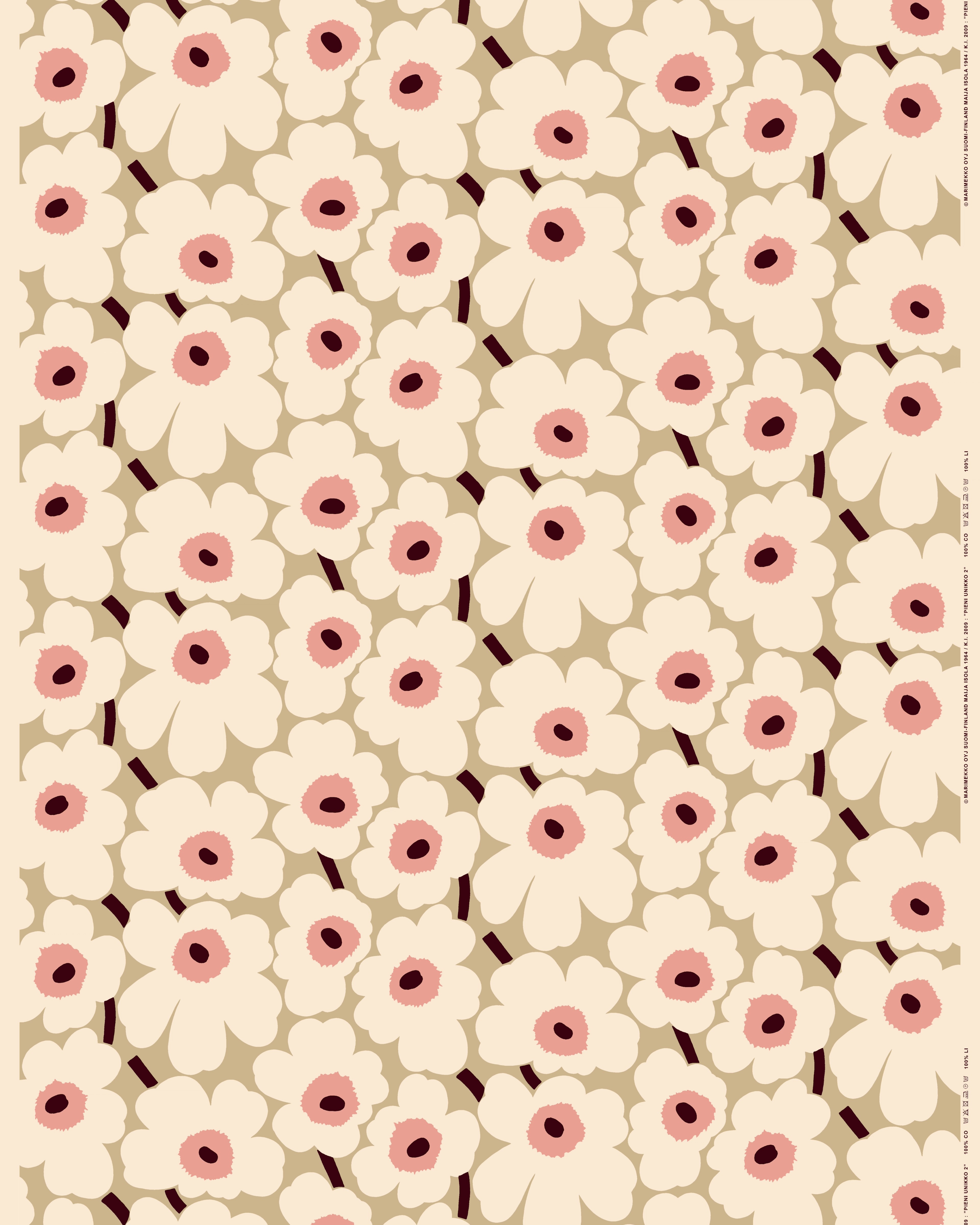 Pieni Unikko, Cotton fabric, beige, cotton, rosa,