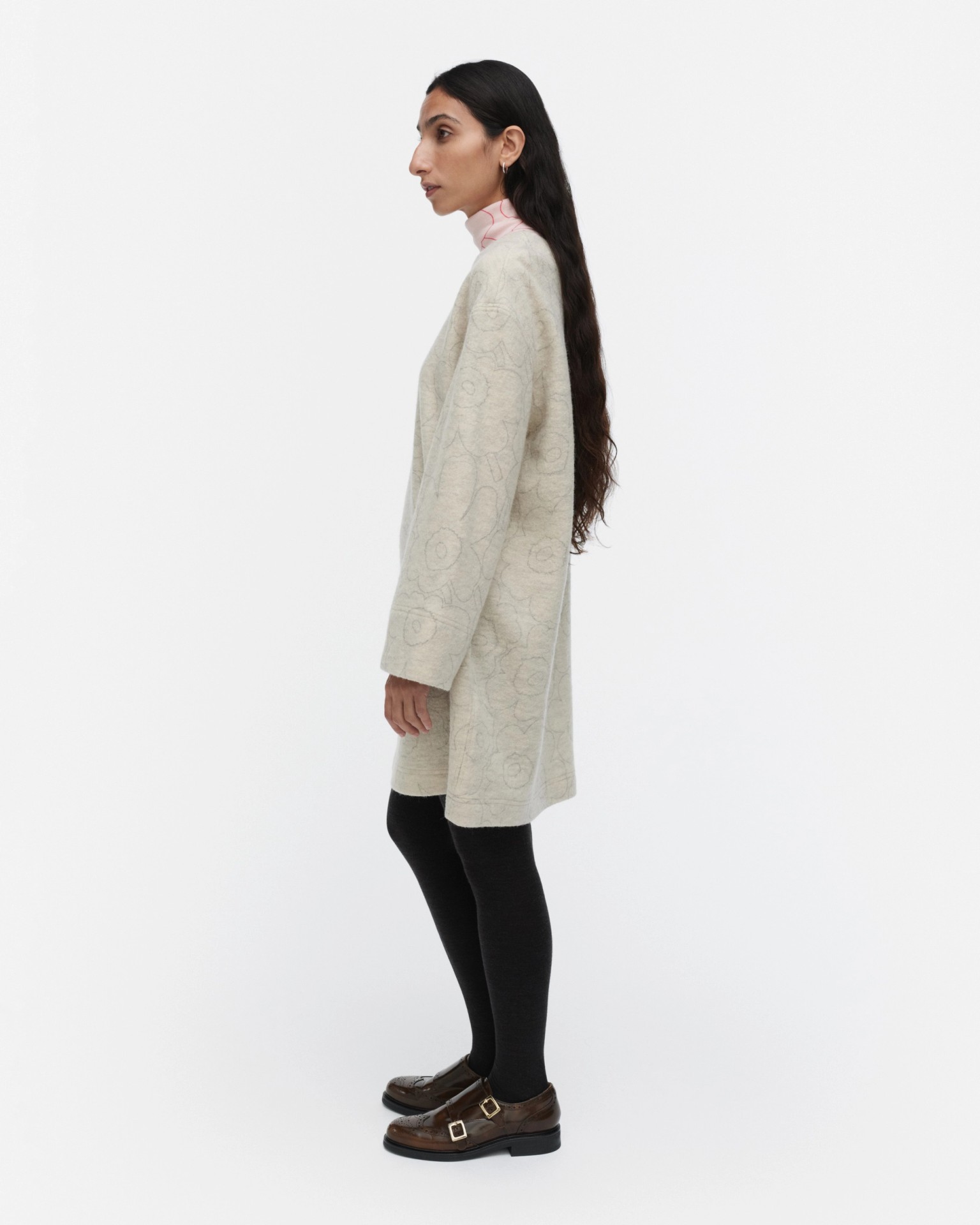 Neljäs Piirto Unikko, Wool dress, off white, grey,