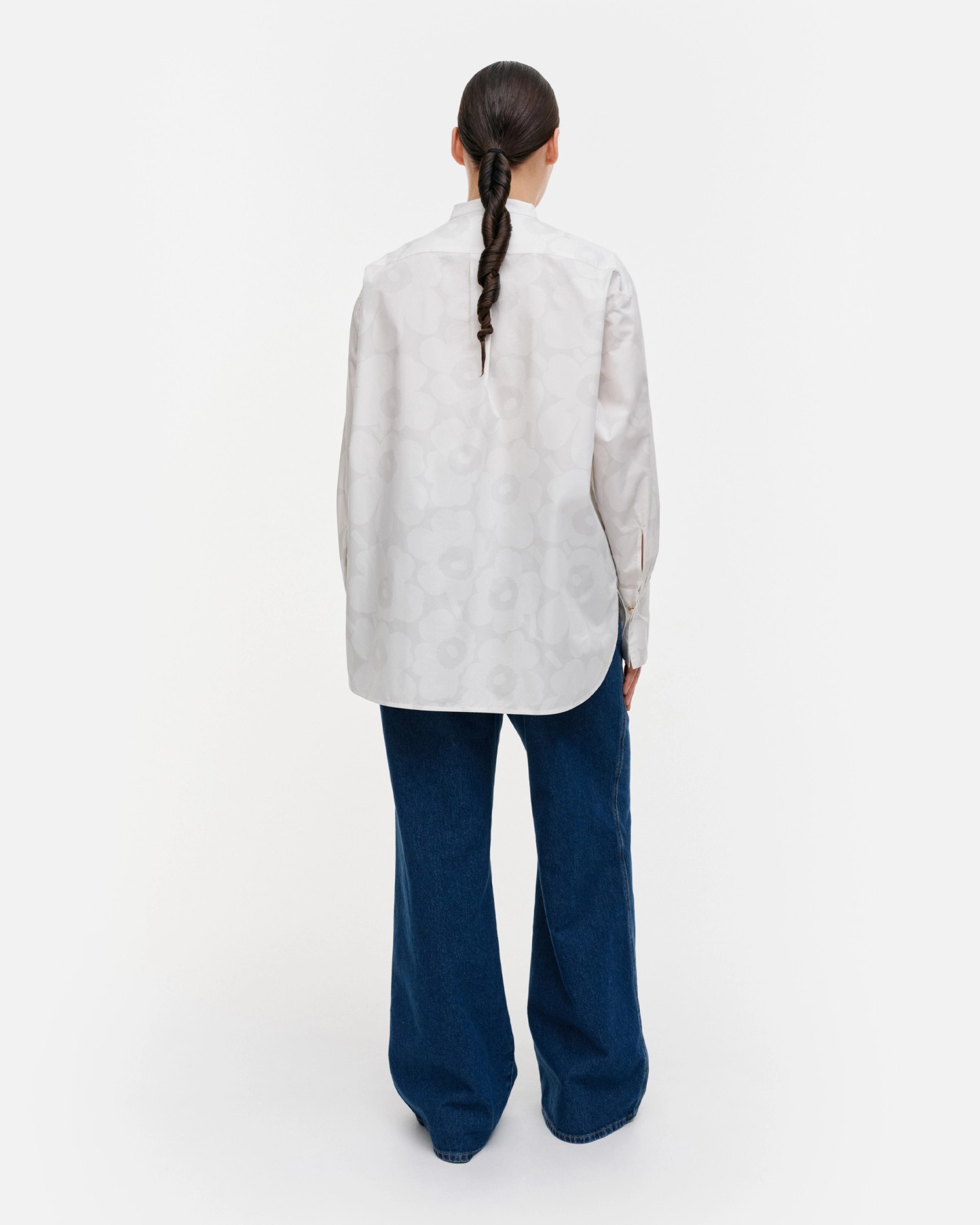 Heti Unikko, Cotton poplin shirt, off-white, light grey,