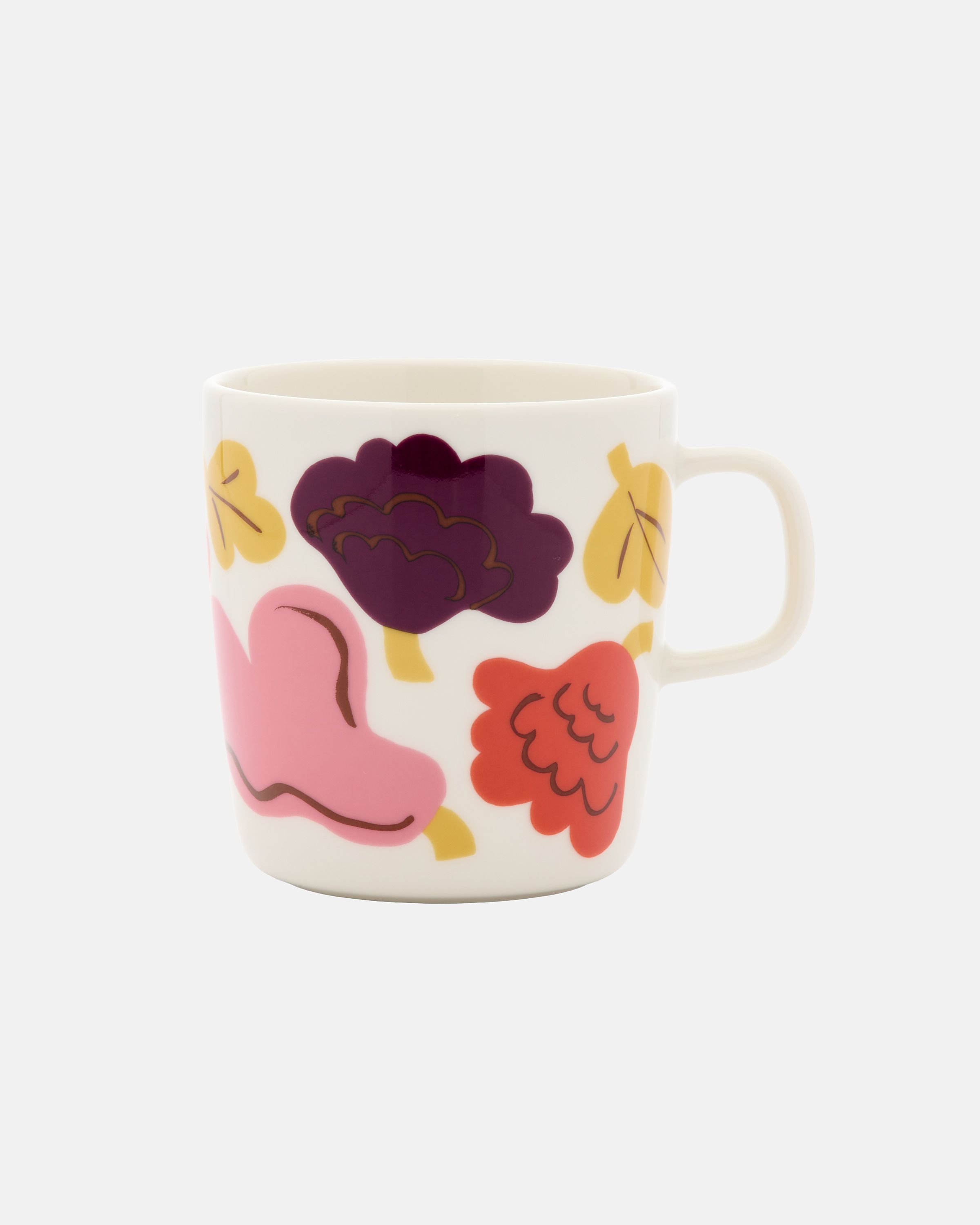 Oiva / Kukasta kukkaan Large mug white, pink, terrac., plum