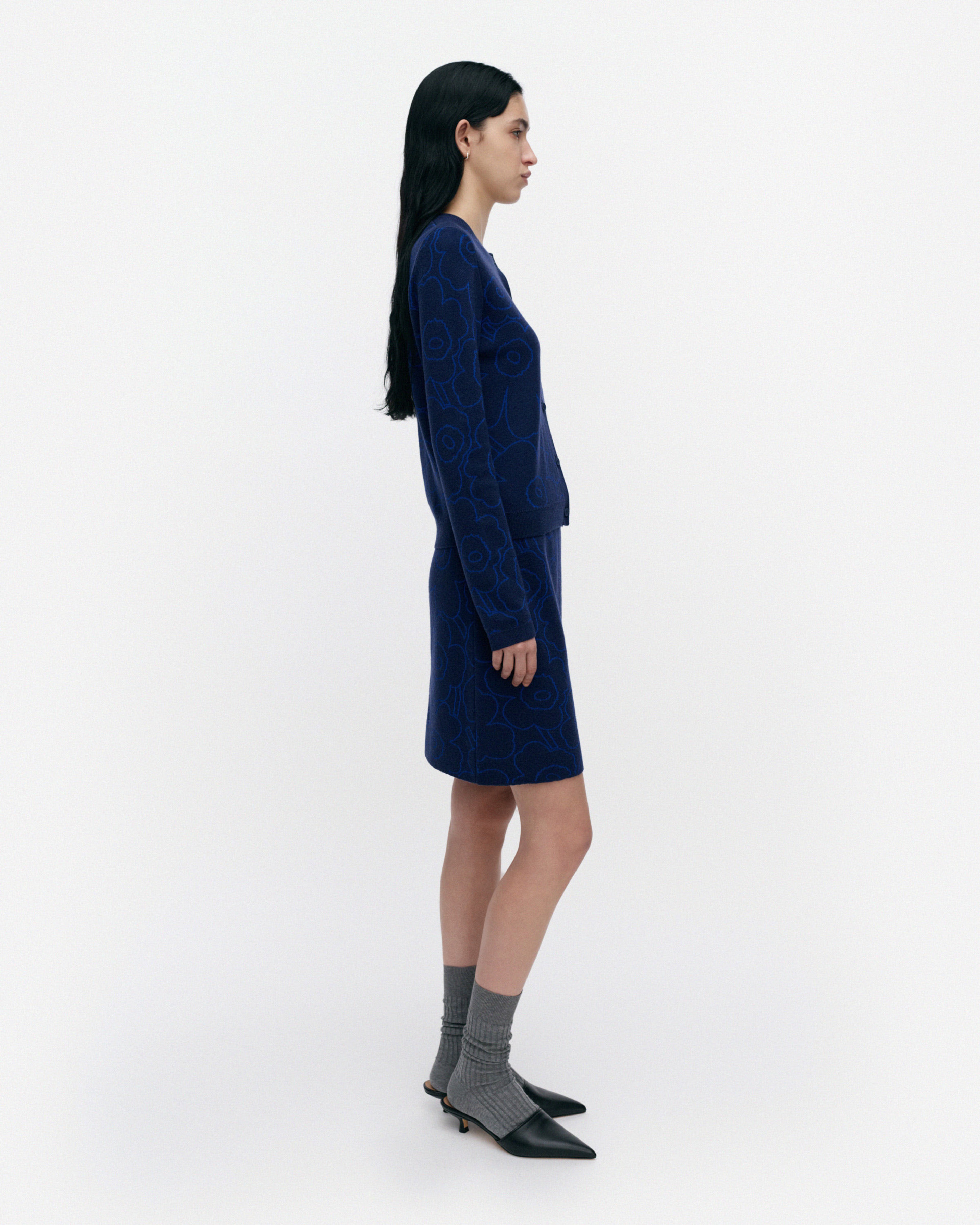 Villi Piirto Unikko, Knitted cardigan, dark navy, bright blue,