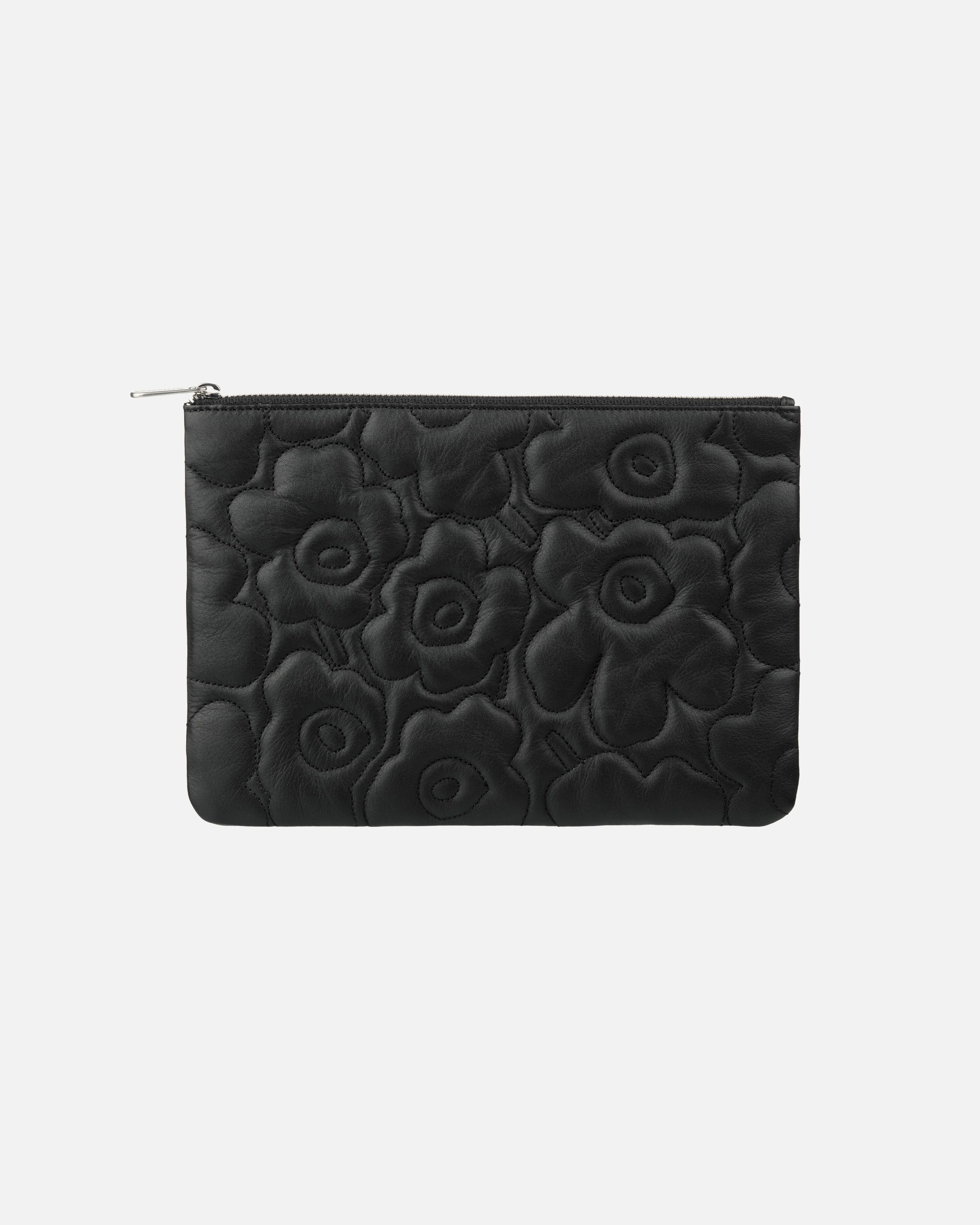 【美品】marimekko 黒 レザークラッチバッグ Pouch Bag Unikko Clutch | Marimekko