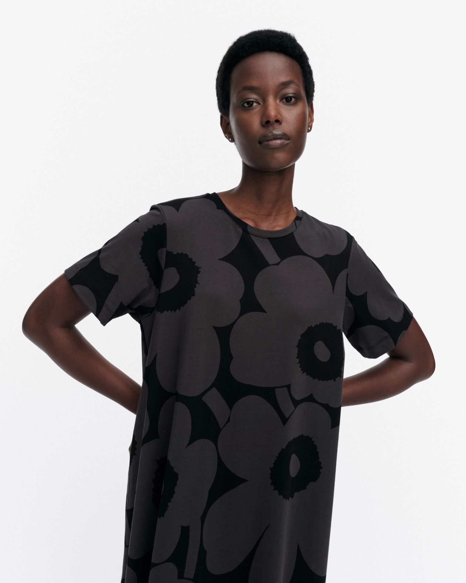 Pisteinen Unikko, Jersey dress, black, dark grey,